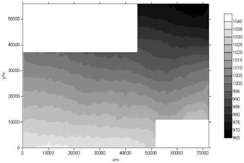 Method and system for calculating sand dune bottom surface elevation using desert surface elevation data