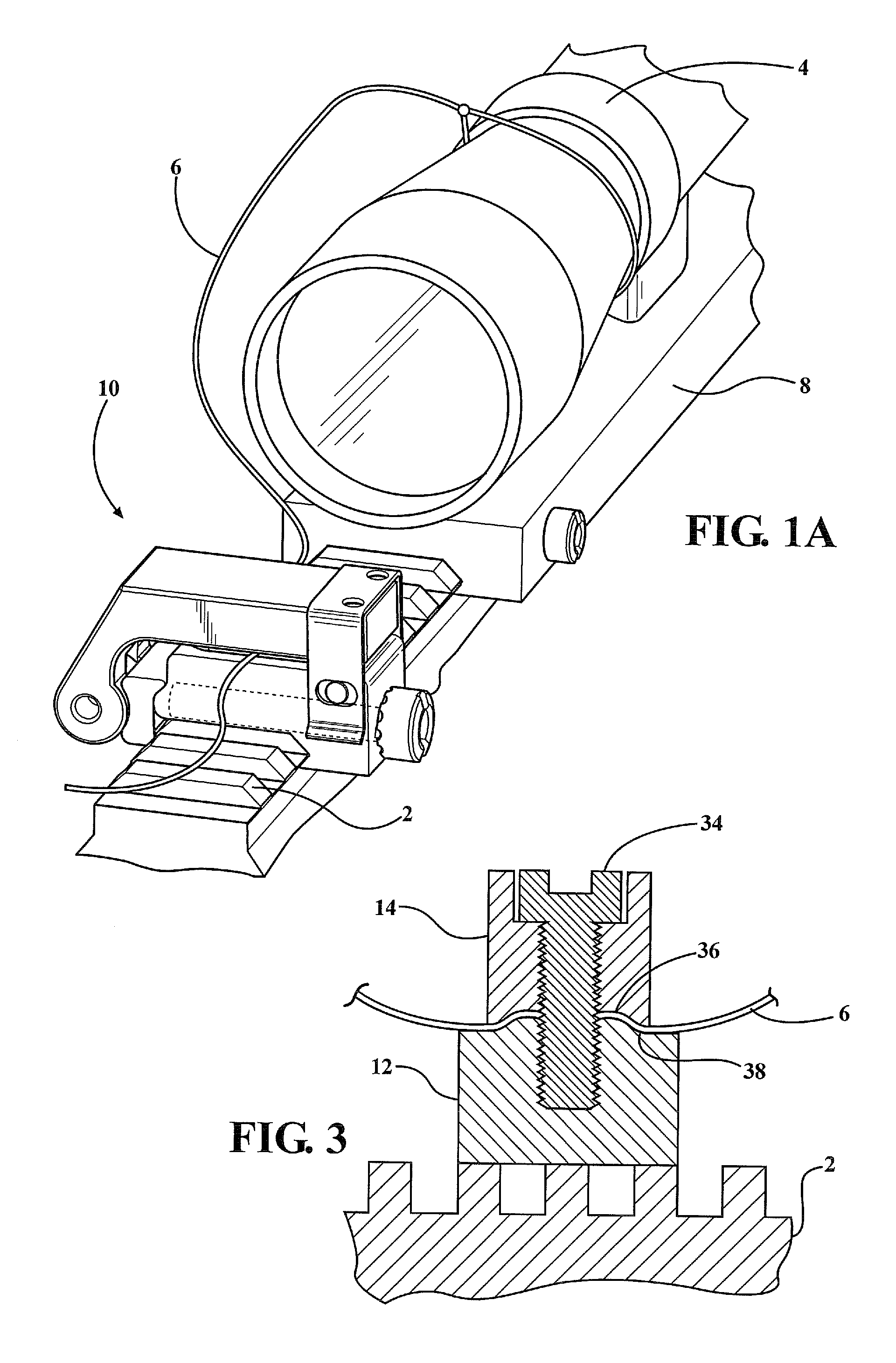 Rail mounted and integrated tie down bracket with engagement jaws for retaining a loss preventing lanyard extending from a rail mounted weapon accessory