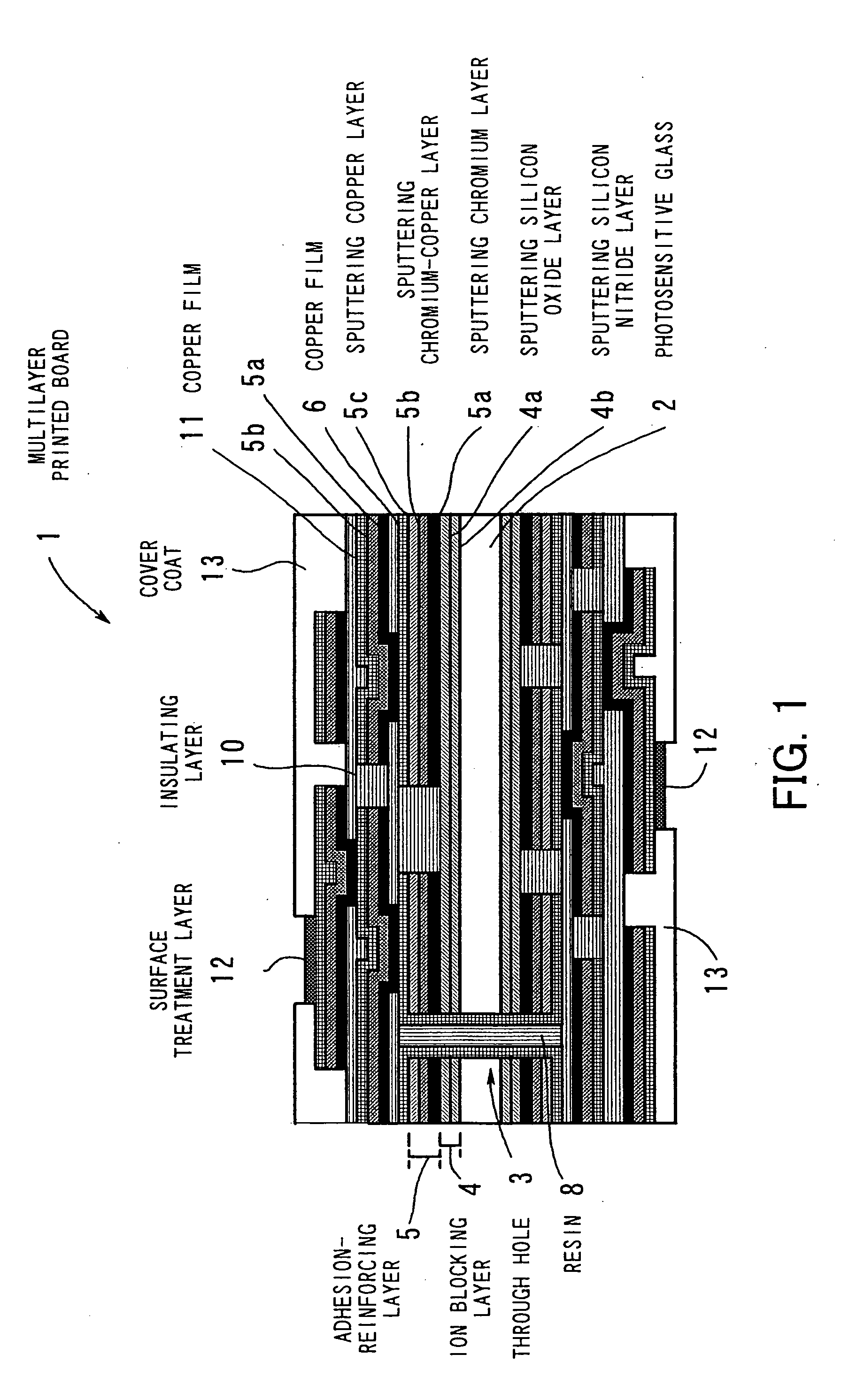 Multilayer printed wiring board and a process of producing same