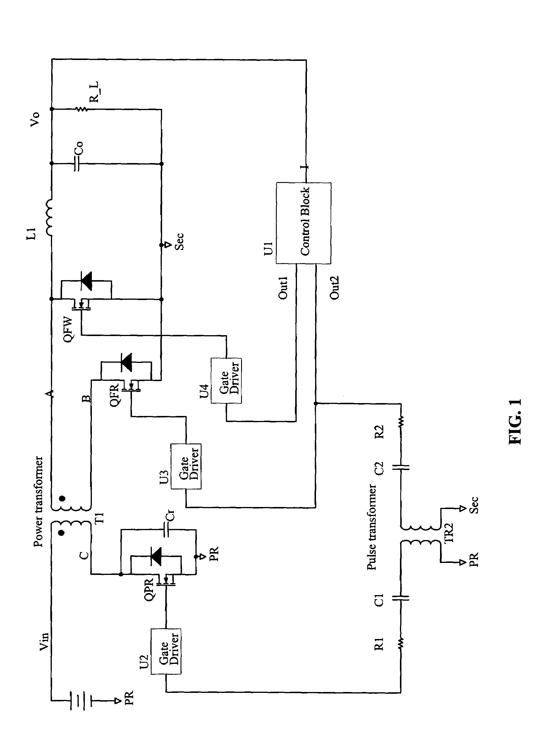 Control circuit with tracking turn on/off delay for a single-ended forward converter with synchronous rectification