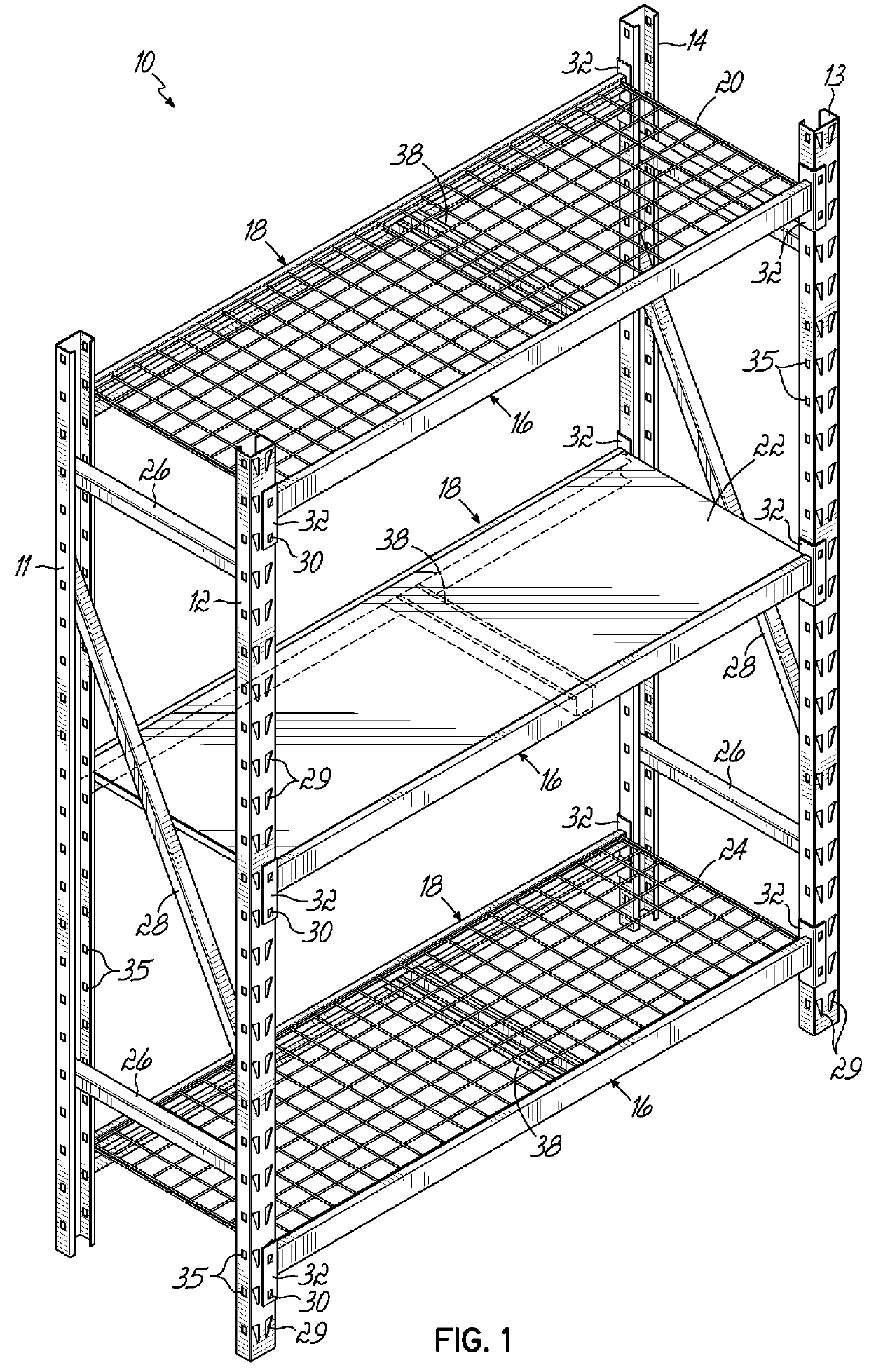 Portion of shelf and support for shelving unit
