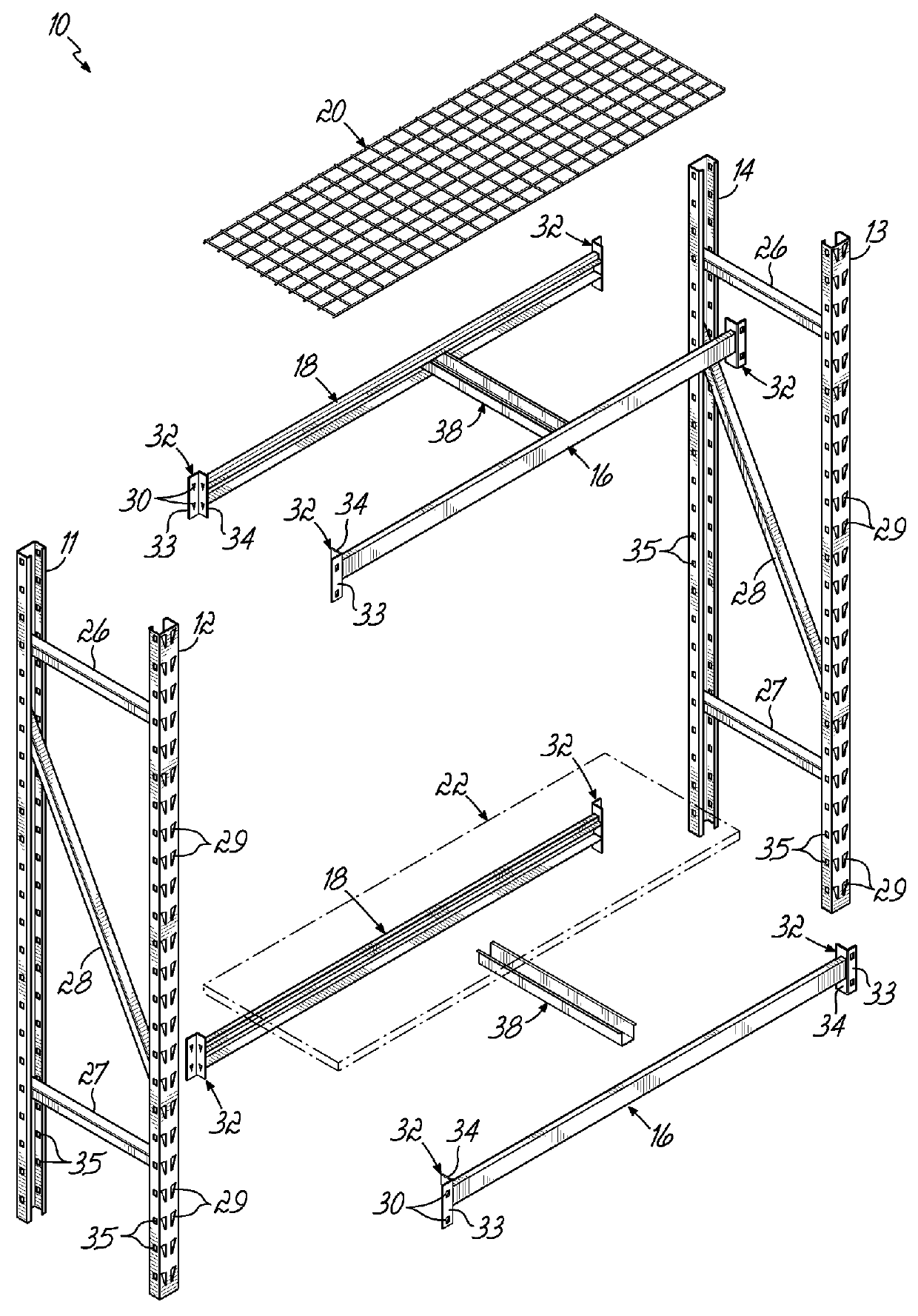 Portion of shelf and support for shelving unit