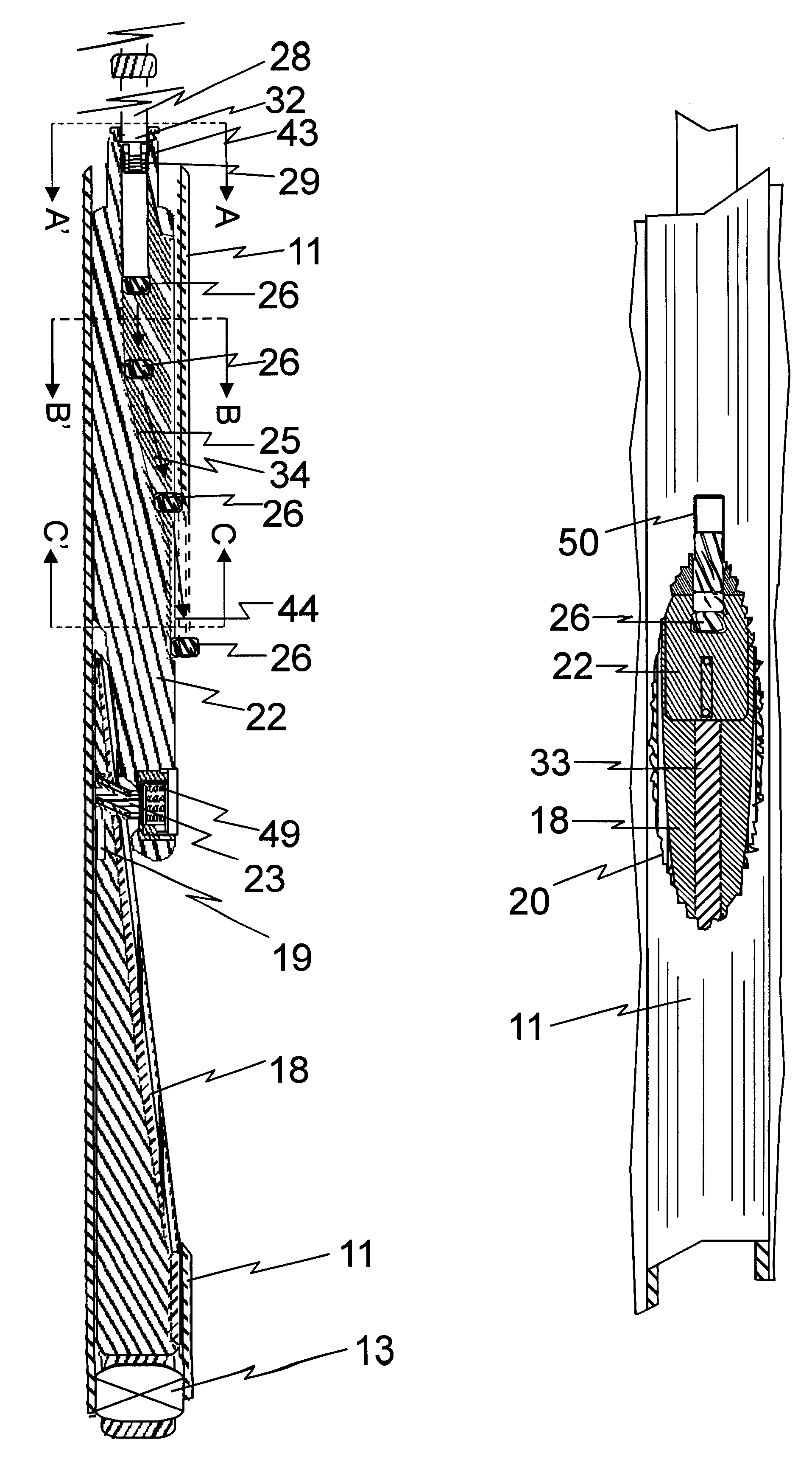 Down hole assembly and method for forming a down hole window and at least one keyway in communication with the down hole window for use in multilateral wells