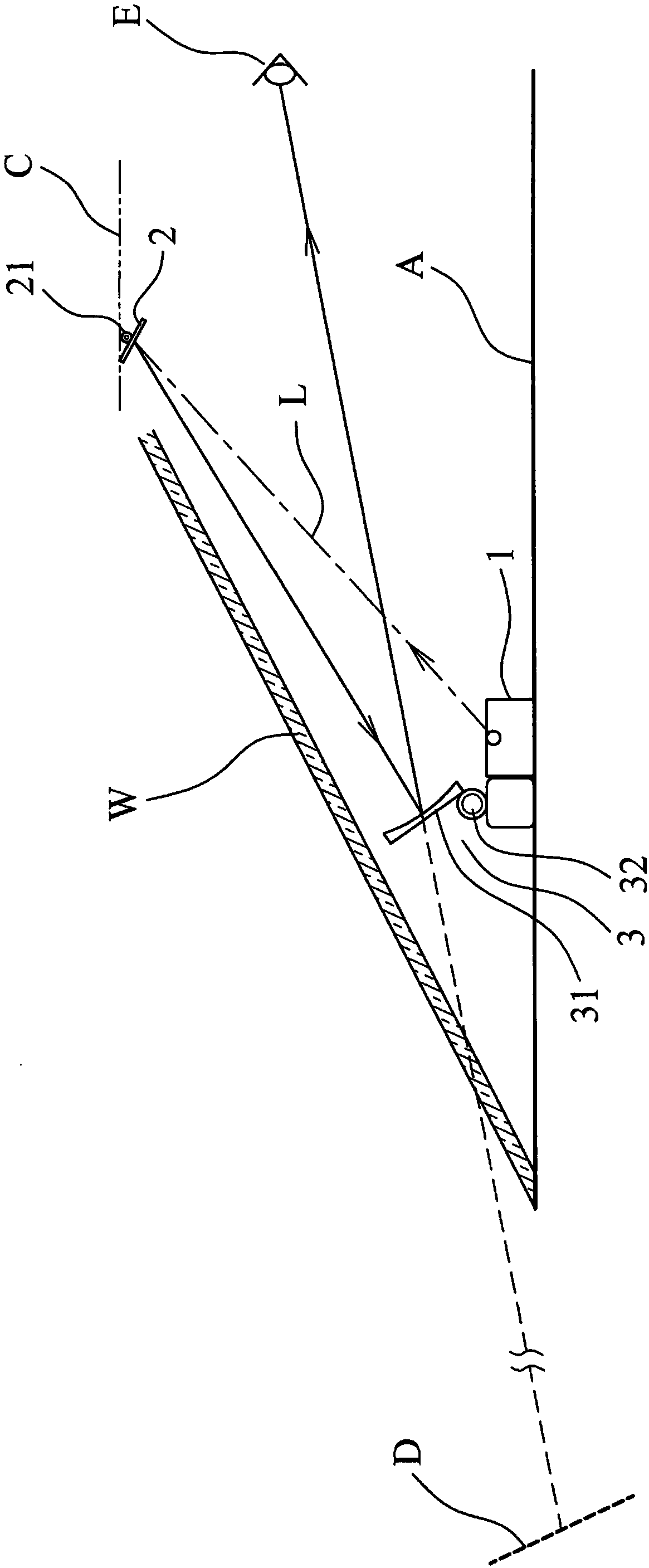 Head-up display device for remote image displaying