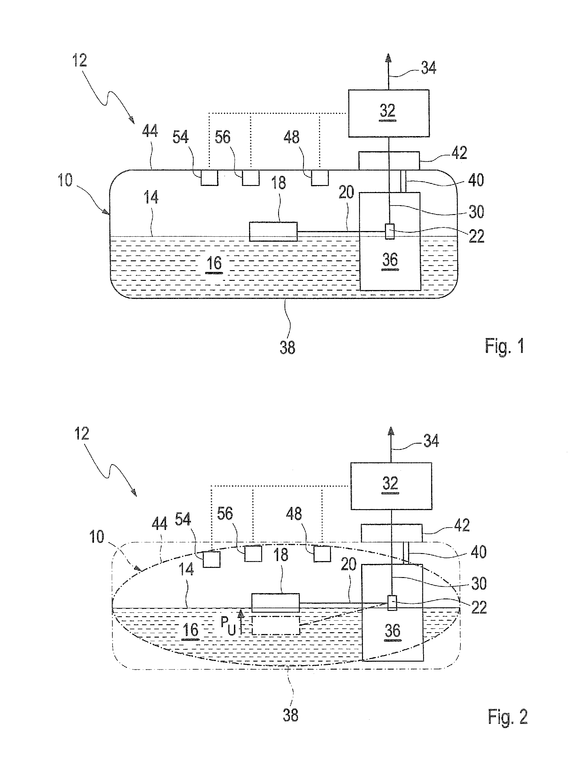 Measurement device and method for determining a fluid fill level in a fuel tank