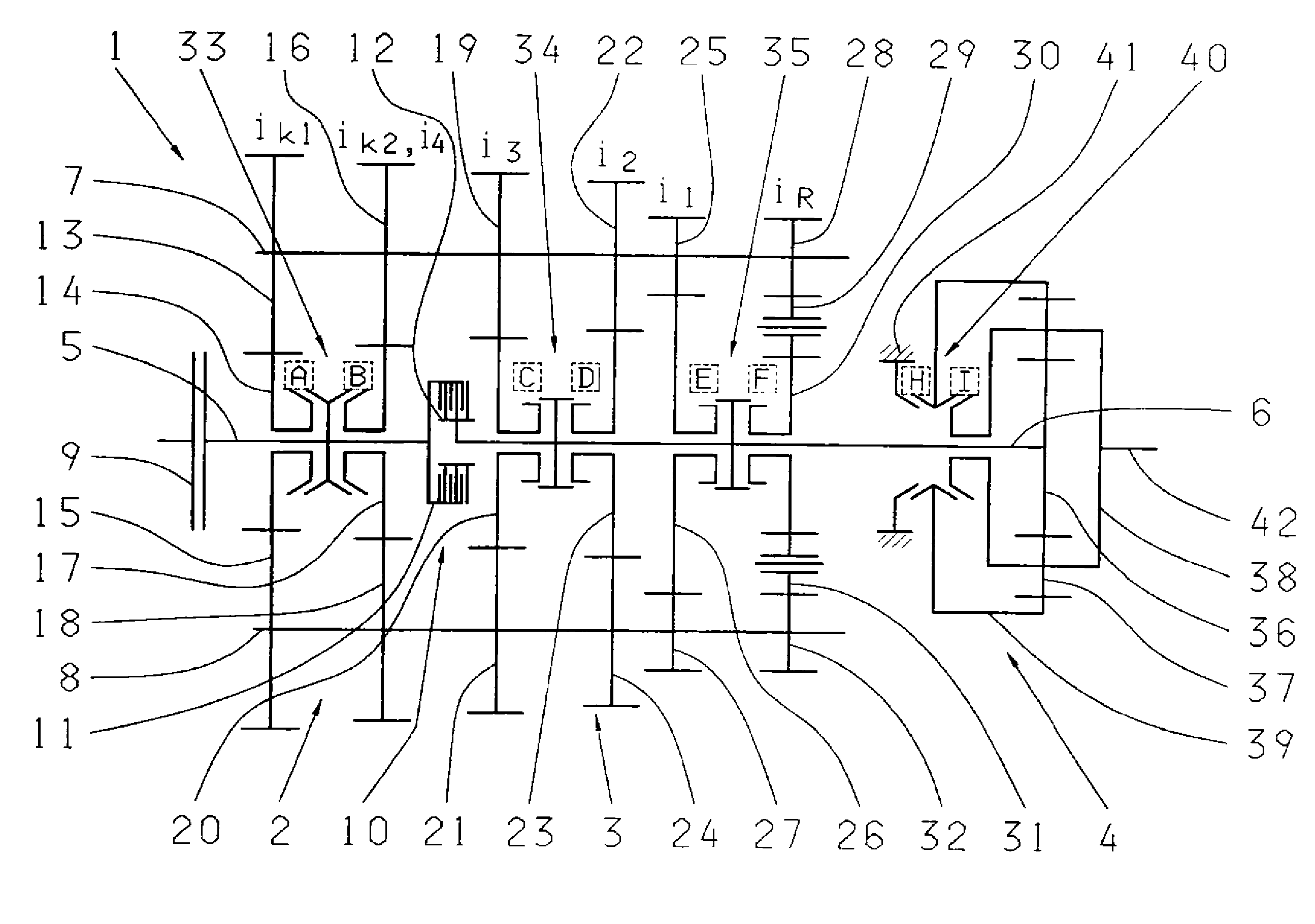 Multi-group transmission and method for changing gear in a multi-group transmission