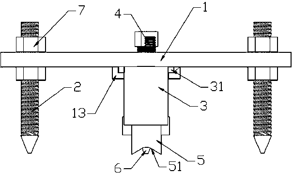 Sliding straight line drawing device and multi-line stakeout method using the device