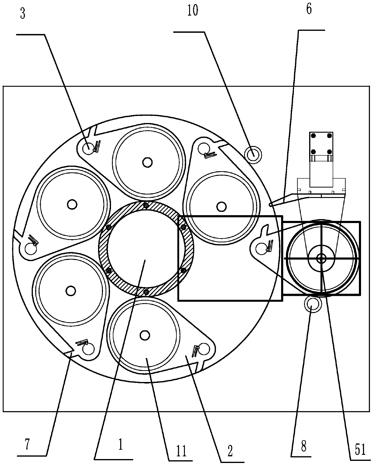 Opening-closing device of rotating cage type compact disk juke-box disk support