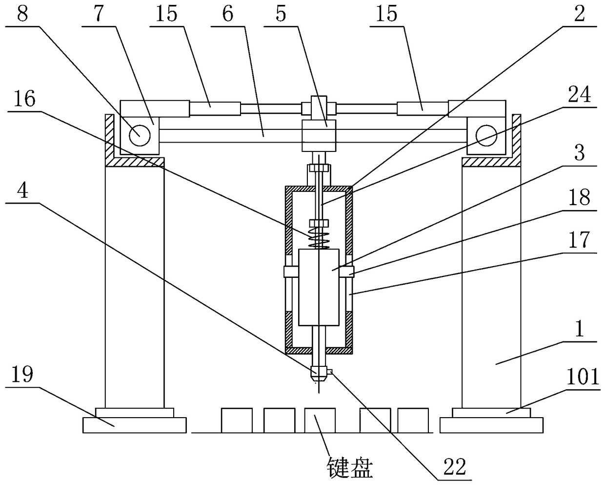 Keyboard detection device for testing radiated susceptibility of radiofrequency electromagnetic field of oiling machine