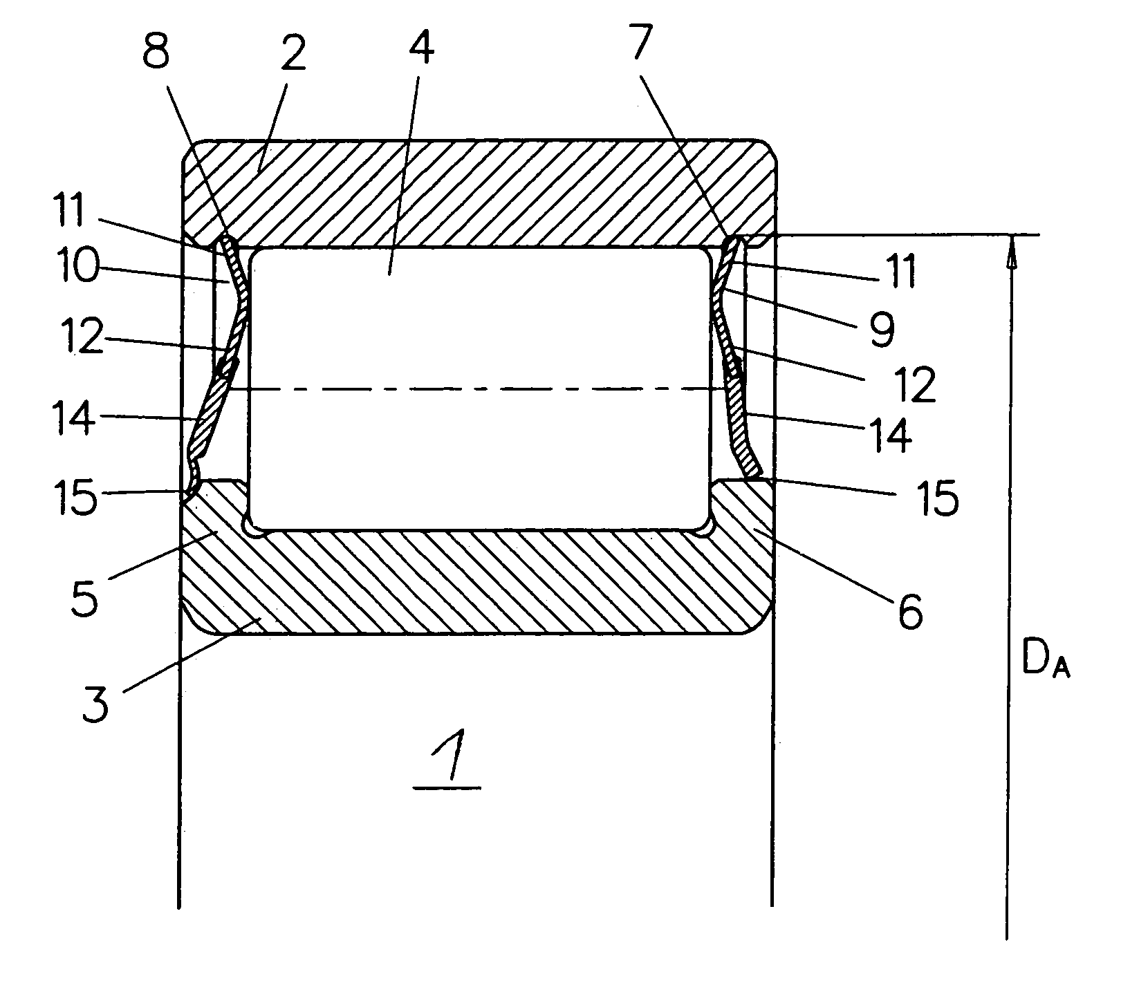 Cylindrical roller bearing and process for its assembly