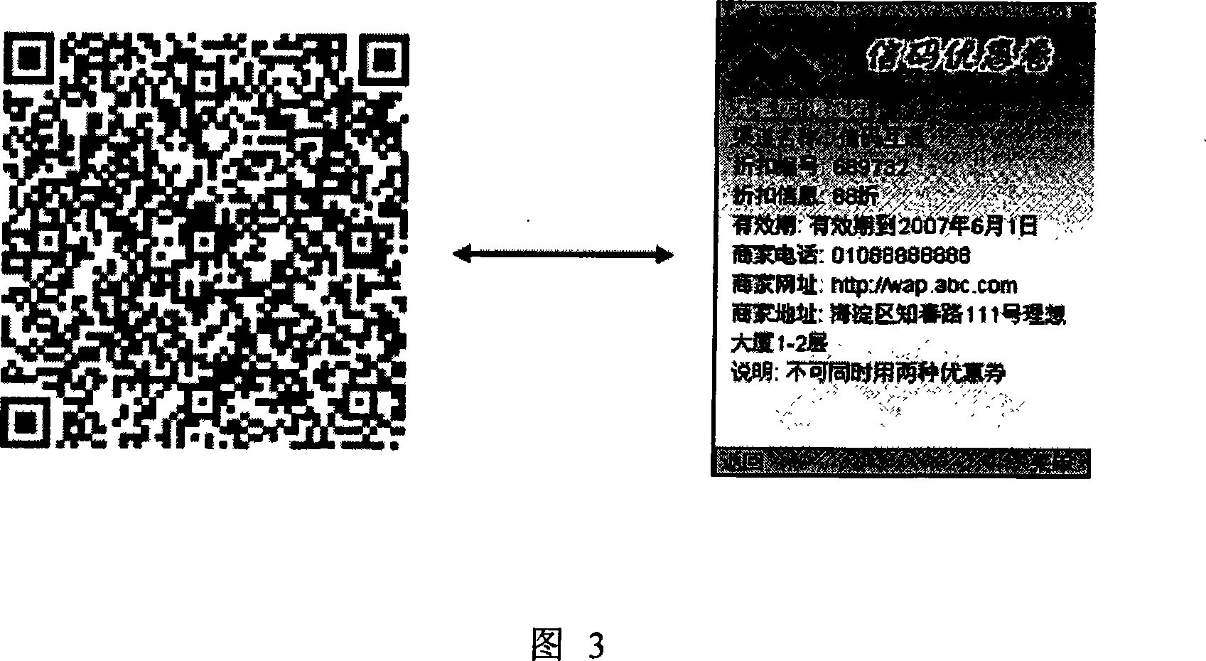 Two-dimension bar code based commercial discount credence management control system and control method