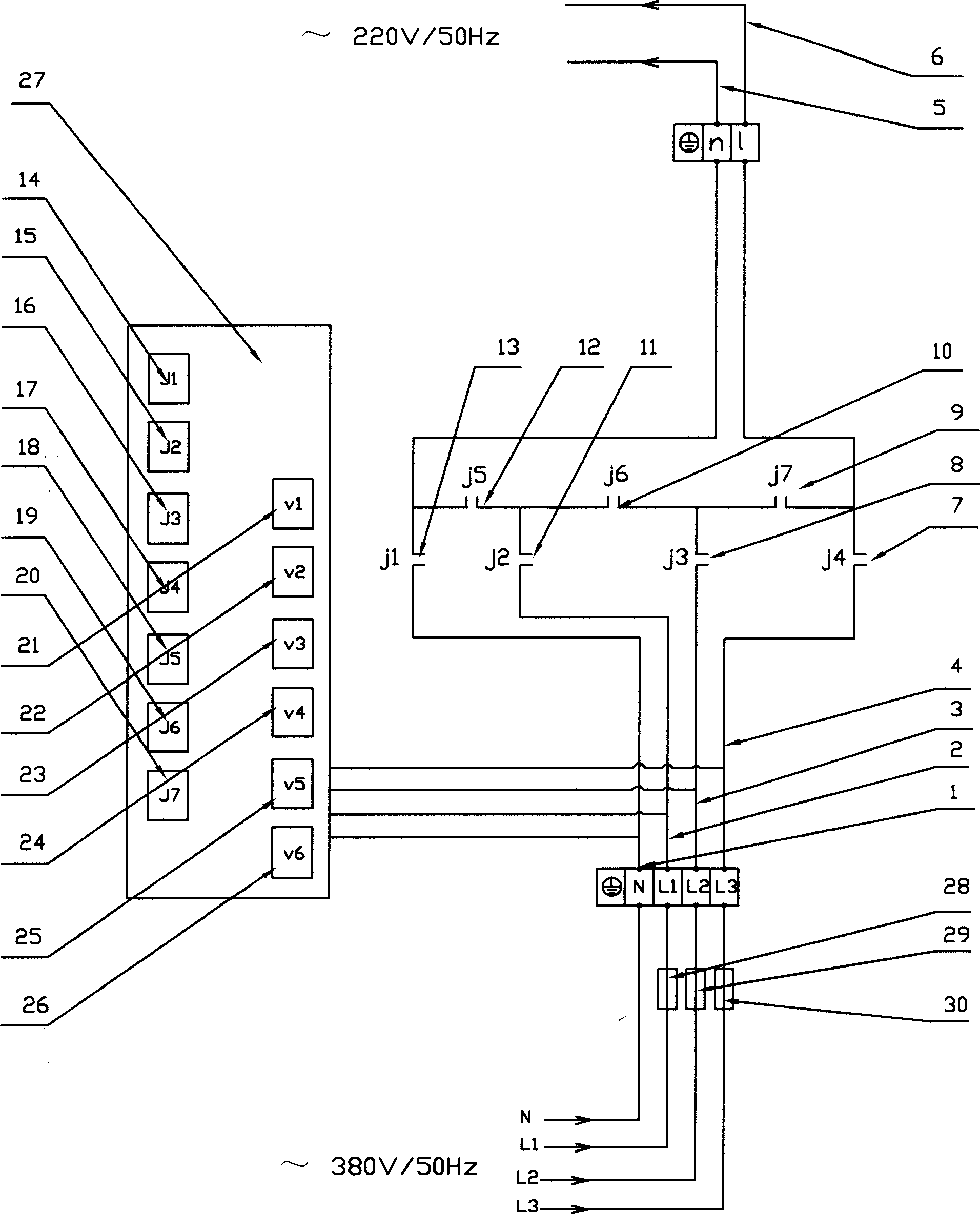 Converter for changing three phase power into single phase power