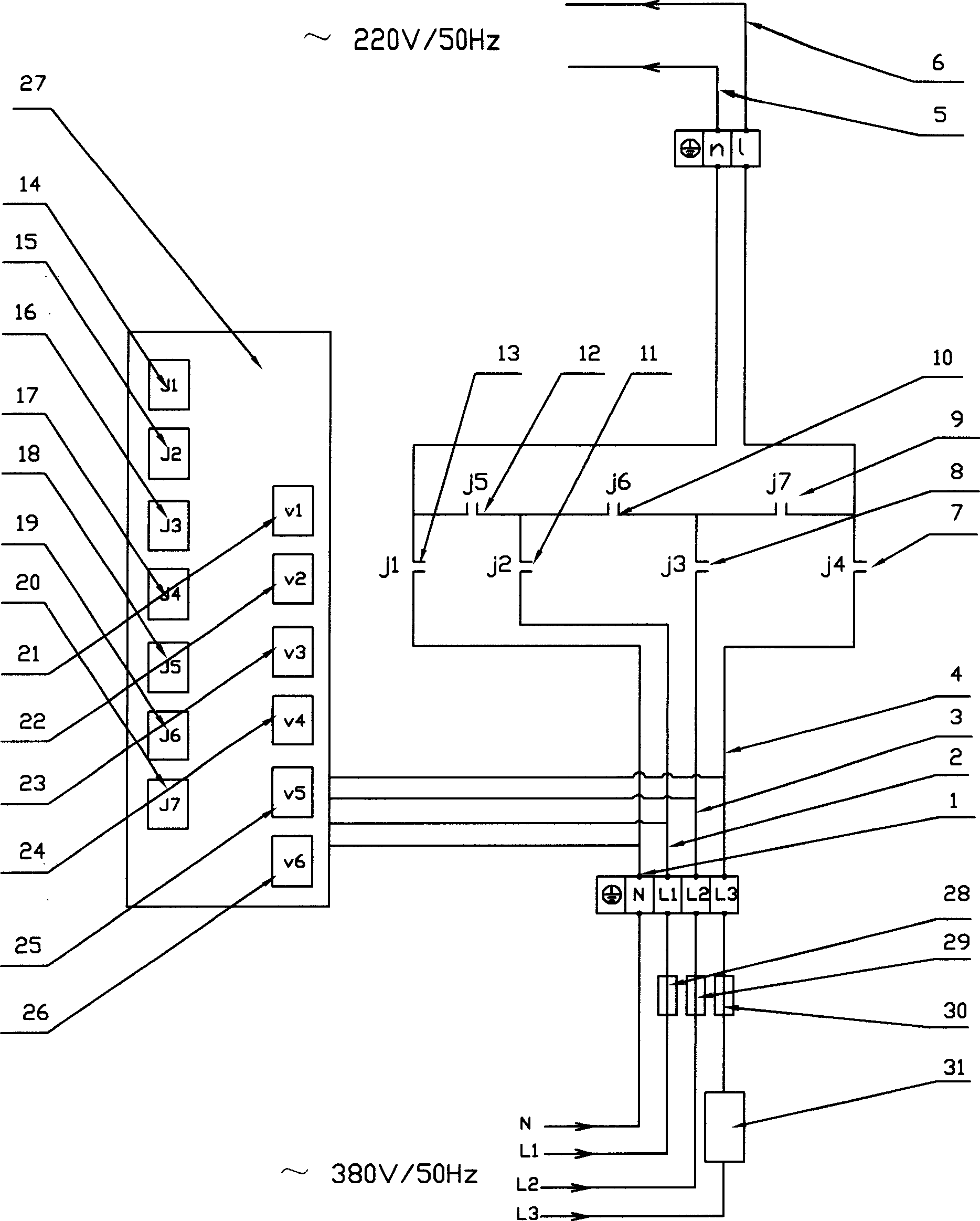 Converter for changing three phase power into single phase power