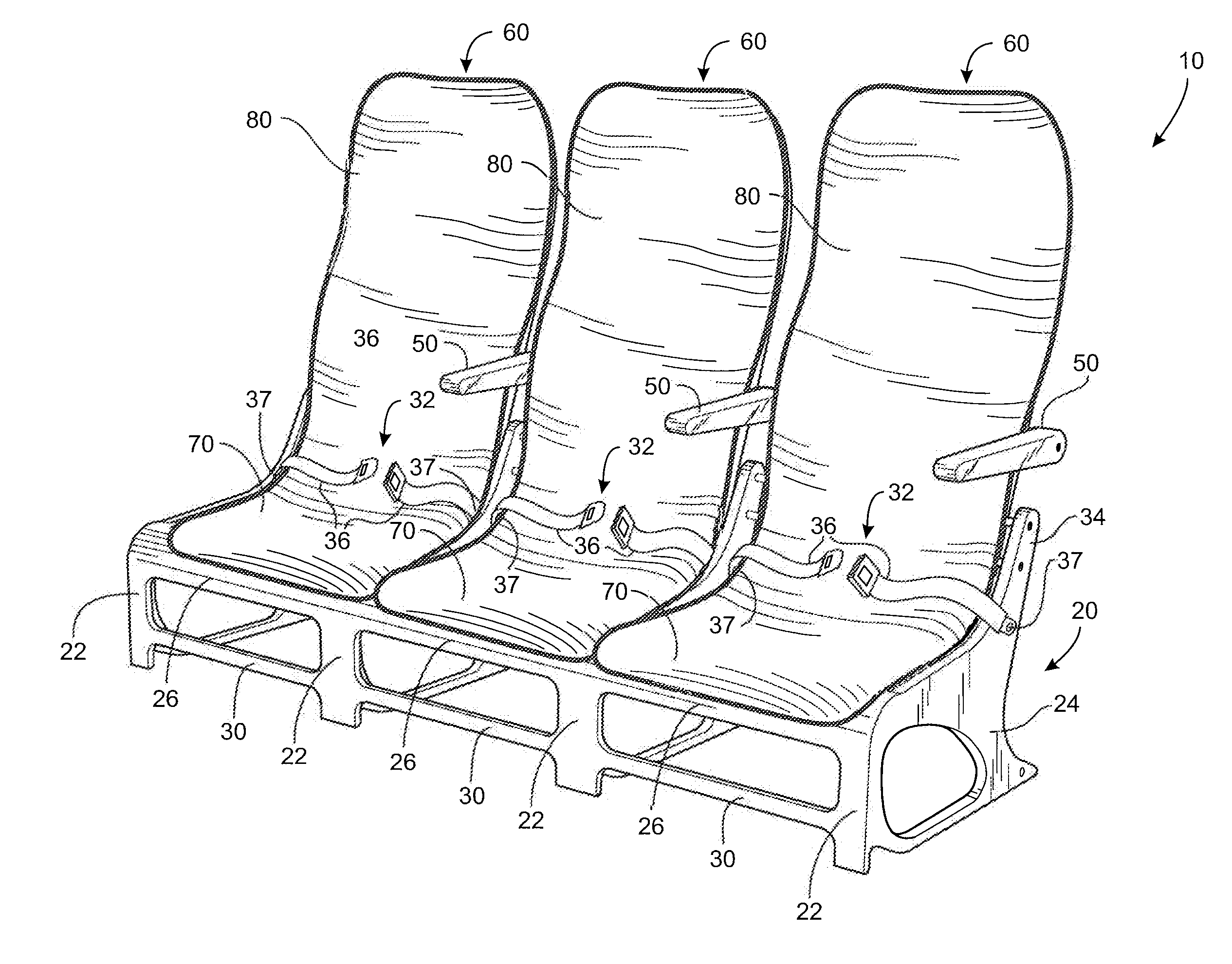 Aircraft seats and seating arrangement