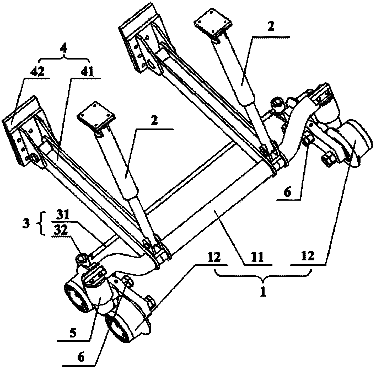 Guiding support device and road-rail tractor