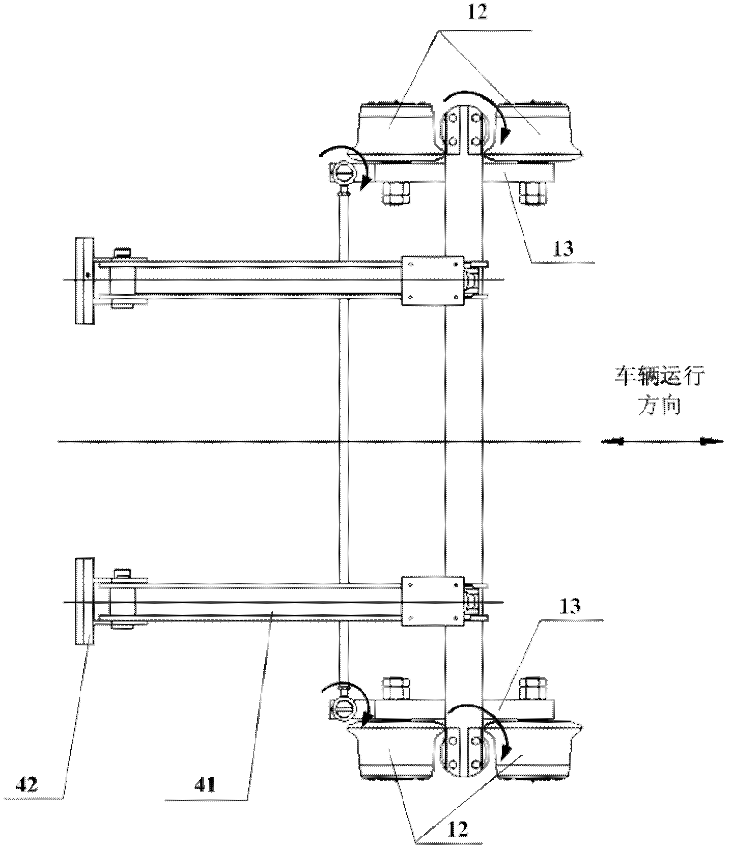 Guiding support device and road-rail tractor