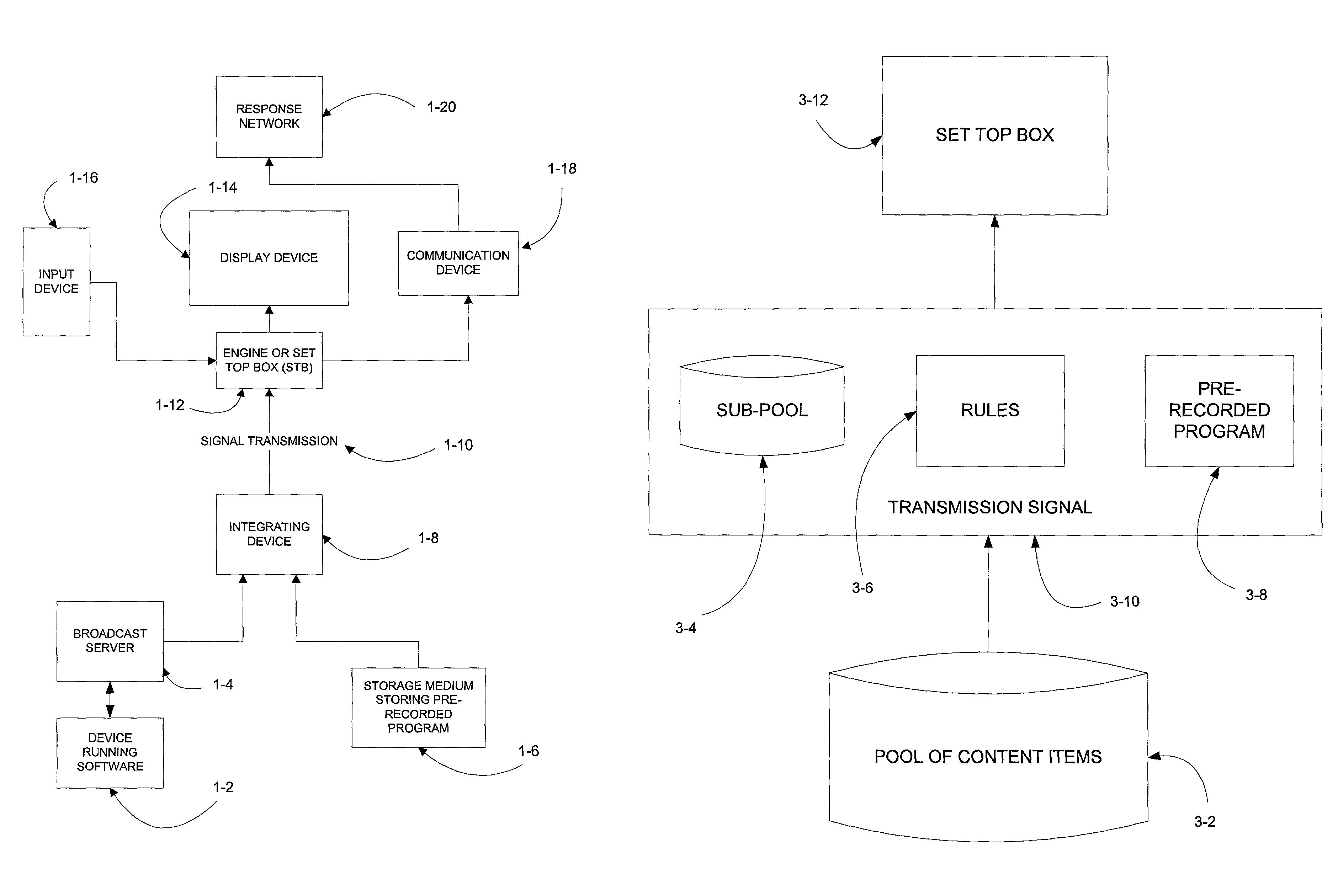 Interactive broadcast system and method with different content displayed to different viewers