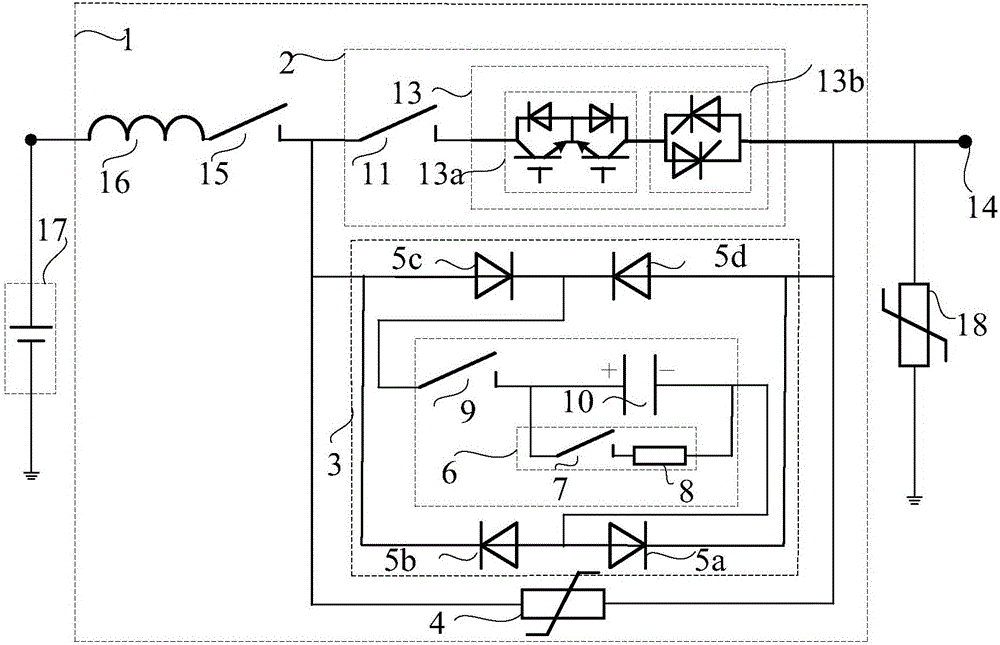 Capacitance-charging bidirectional direct-current breaker and application thereof