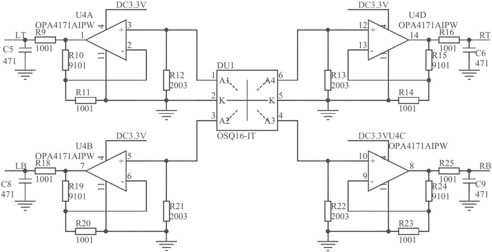 Four-quadrant sensor circuit