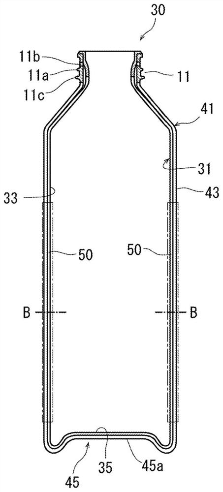 Dual-structure container with inner bag container having excellent regular contractility