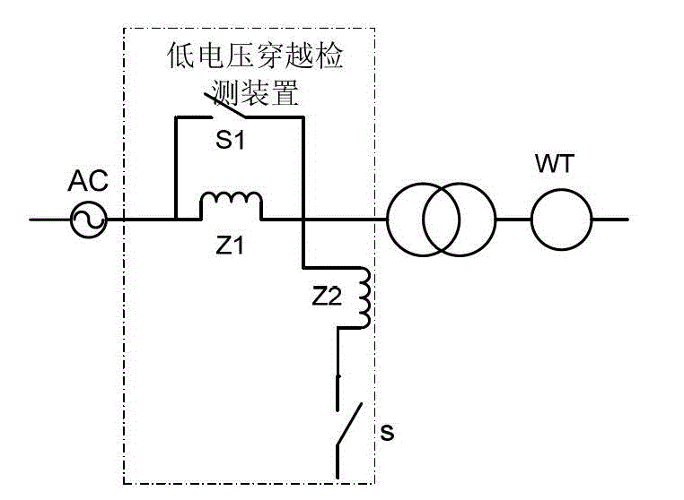 Detecting device for low voltage ride-through of grid-connected photovoltaic inverter