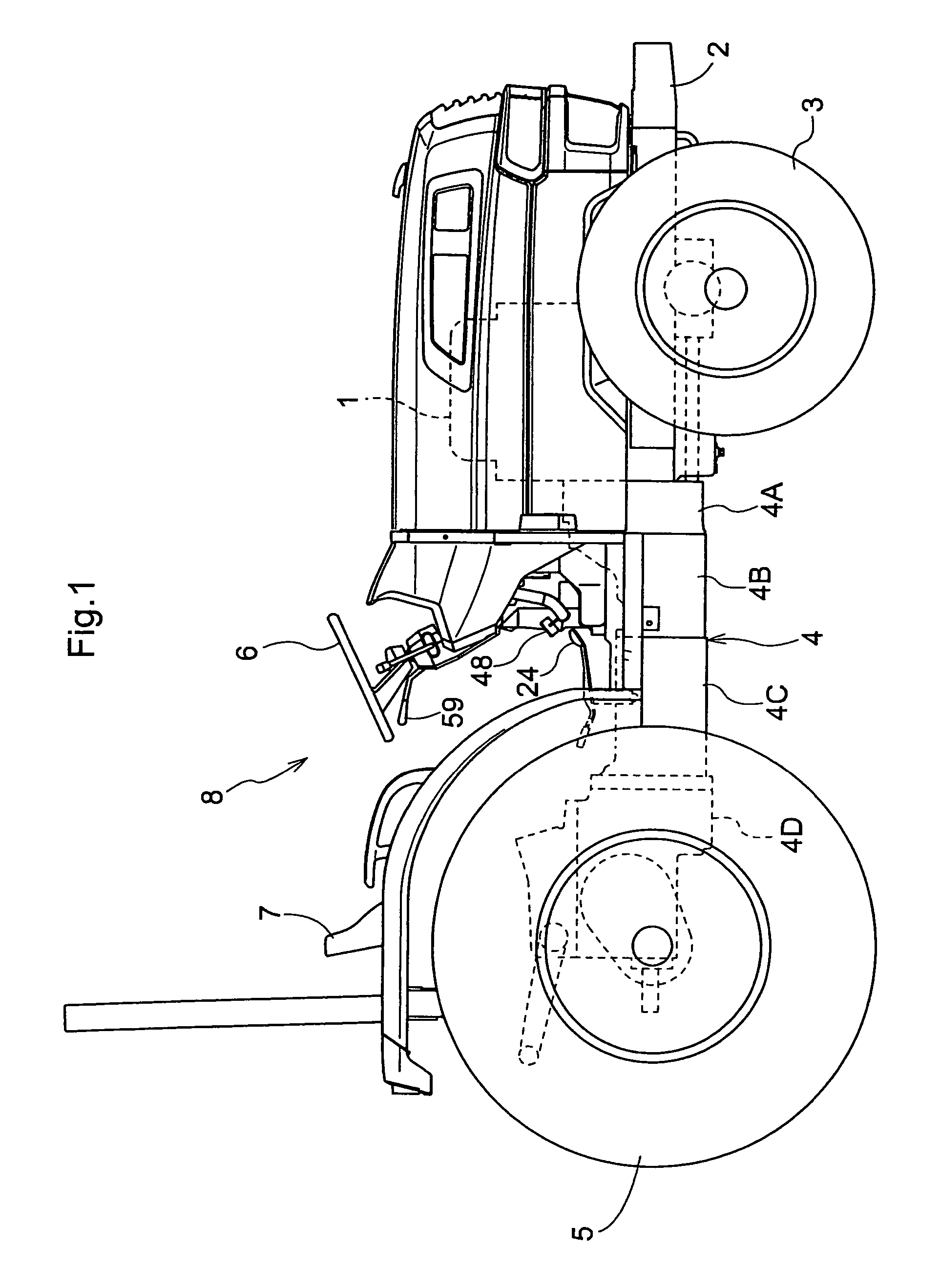 Load control structure for work vehicle