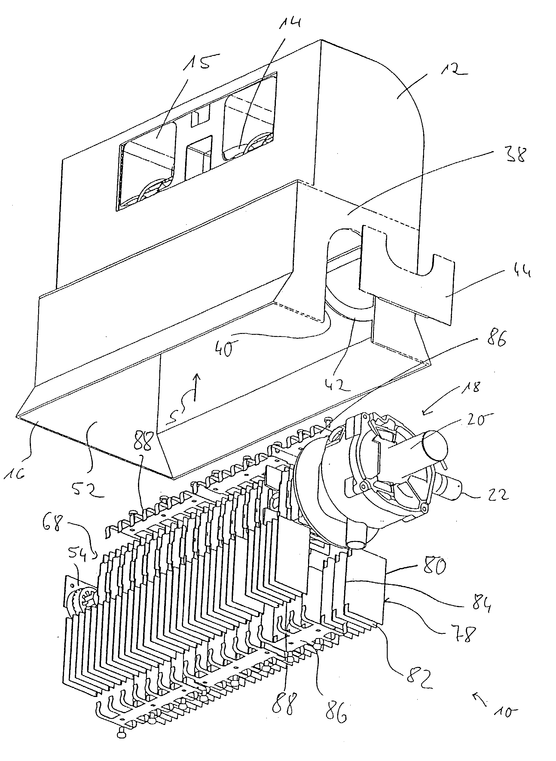 Air heating device for integration into an air-conducting housing arrangement
