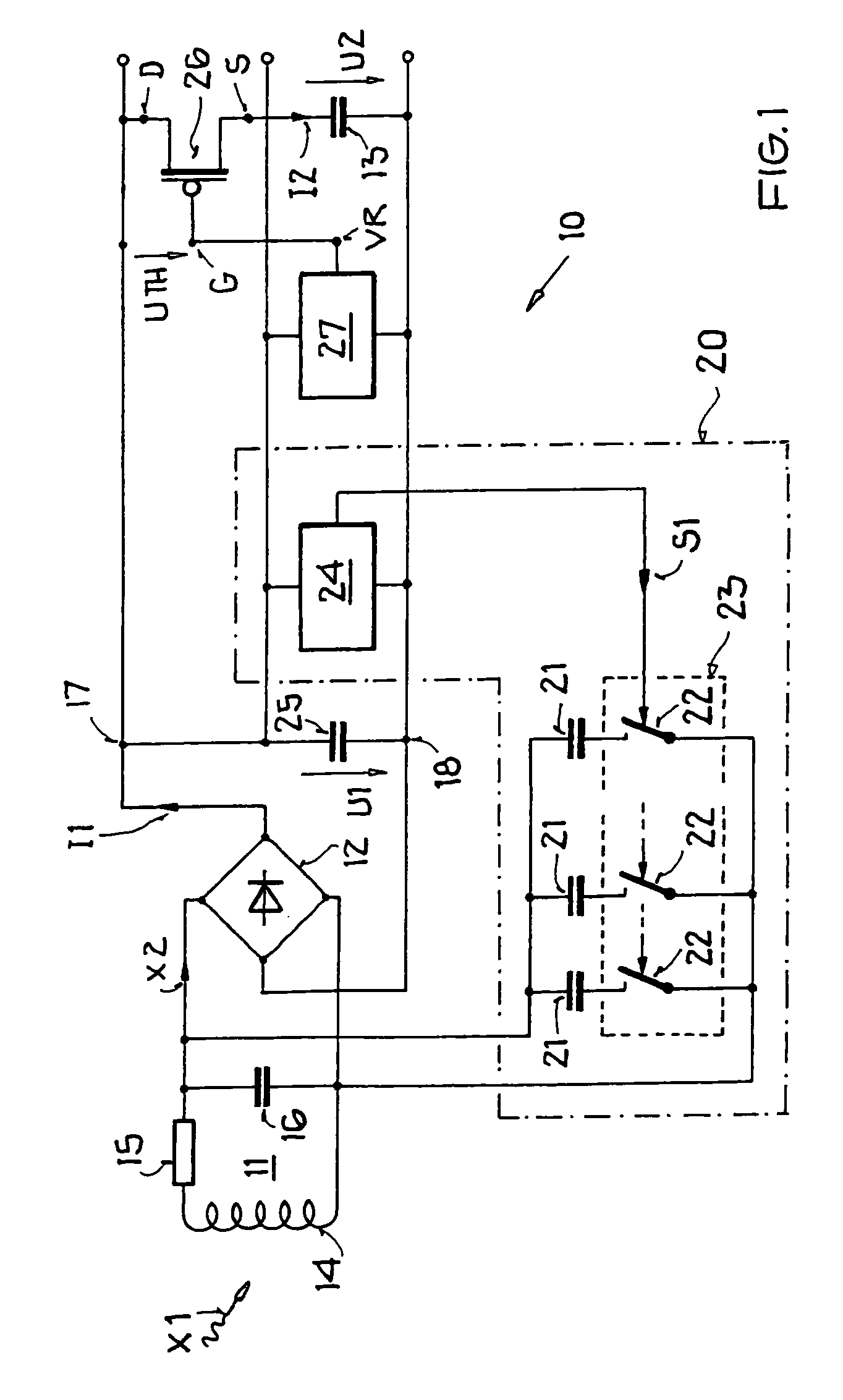 Circuit arrangement and method for supplying power to a transponder