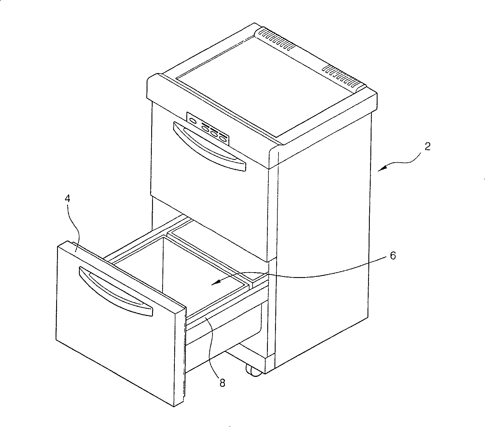 Drawer type door open/close structure for electric refrigerator
