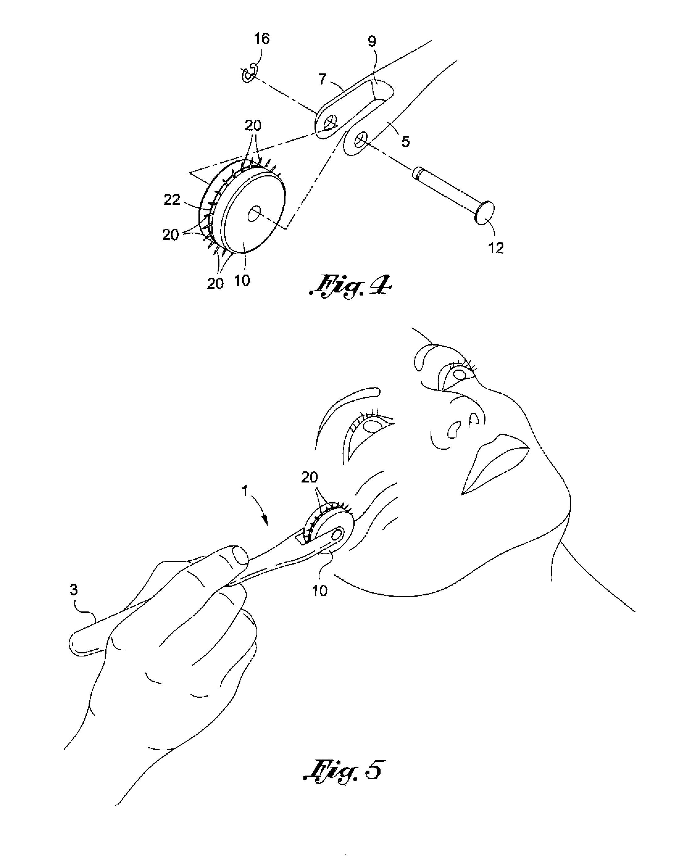 Hand-held apparatus and method for reducing wrinkles in human skin