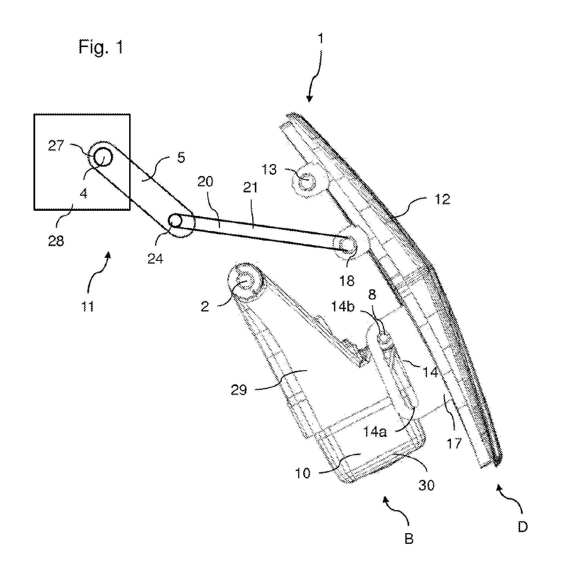 Simplified device of a camera unit of a motor vehicle