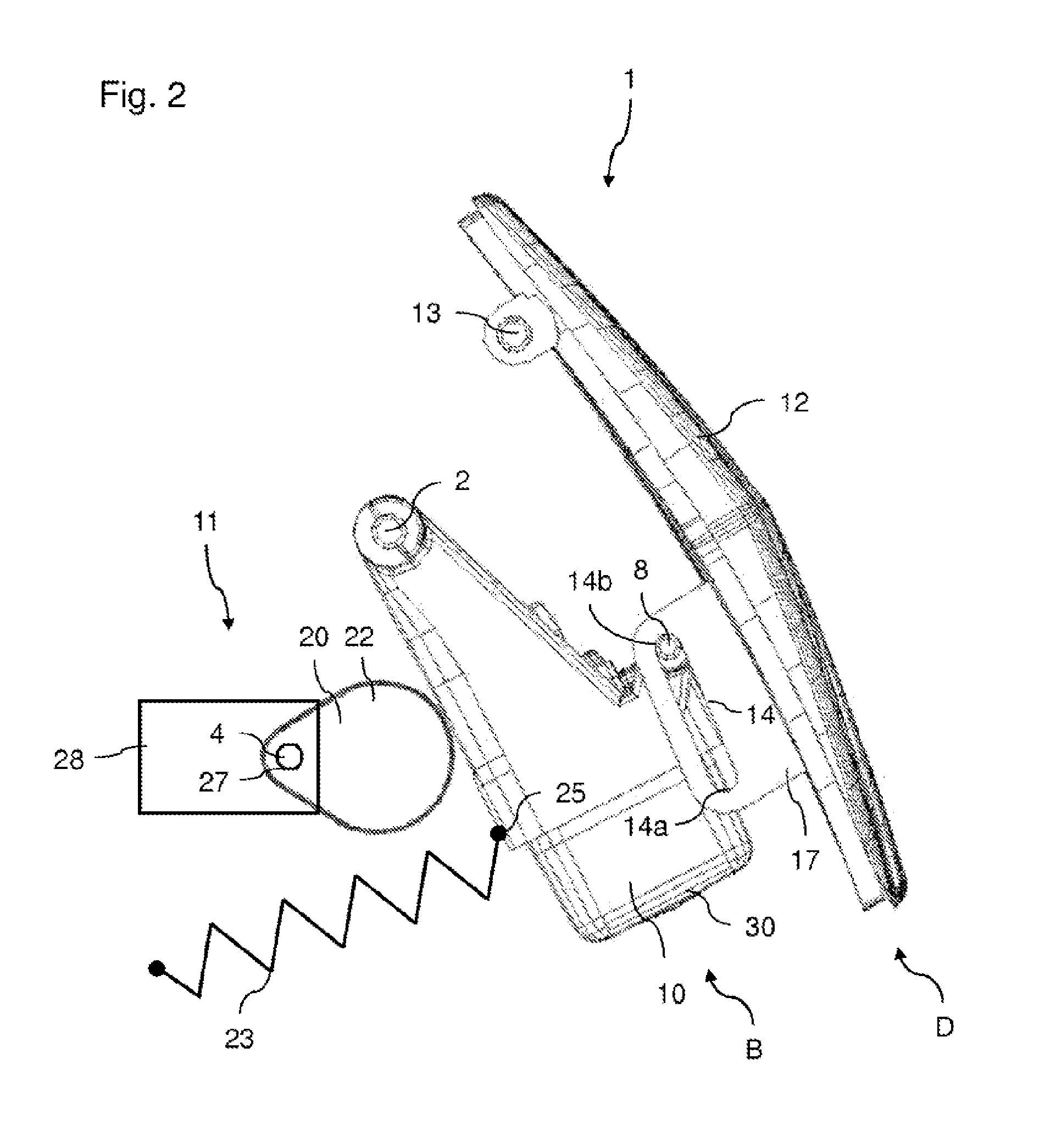 Simplified device of a camera unit of a motor vehicle