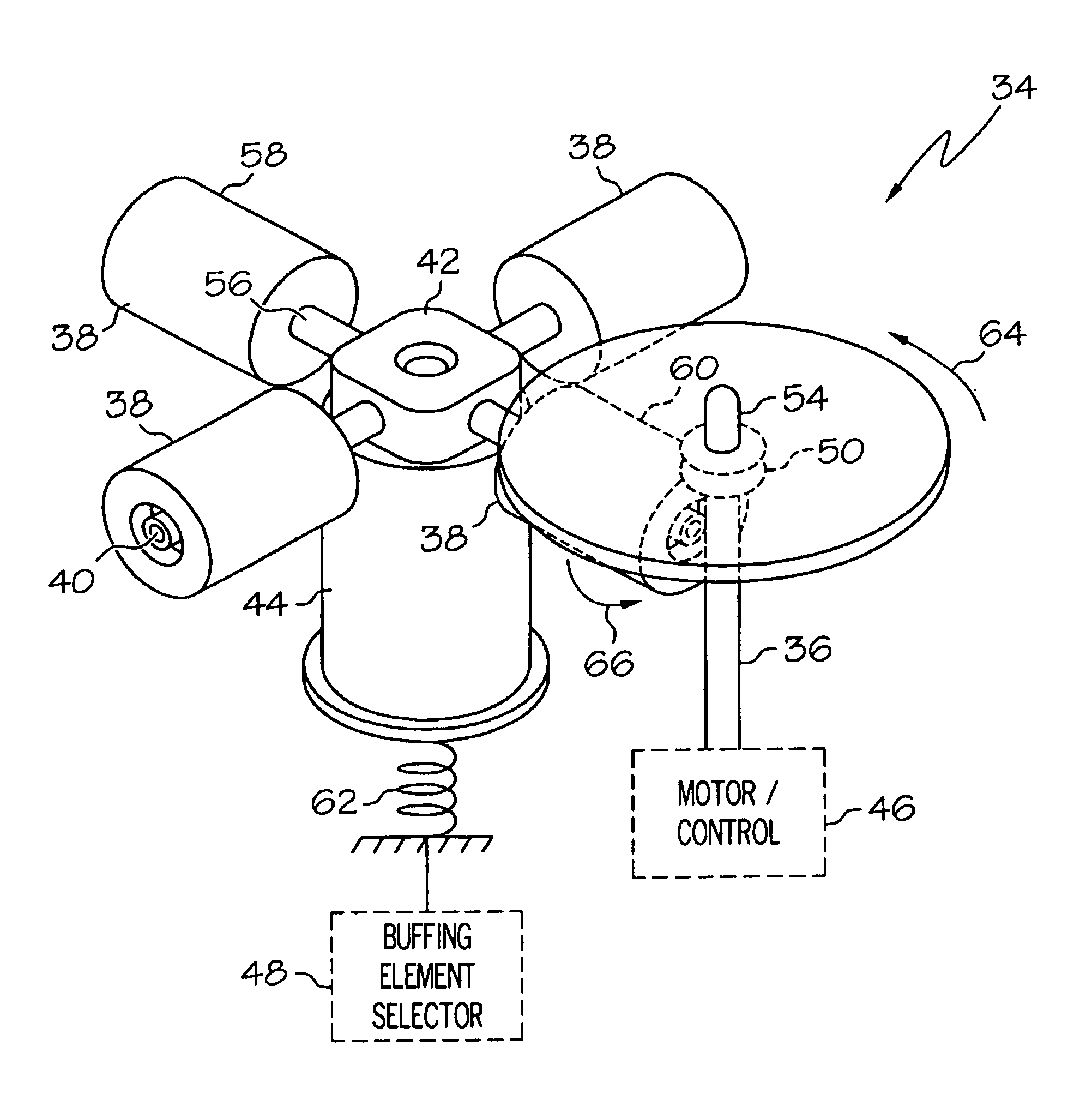 Buffing head and method for reconditioning an optical disc