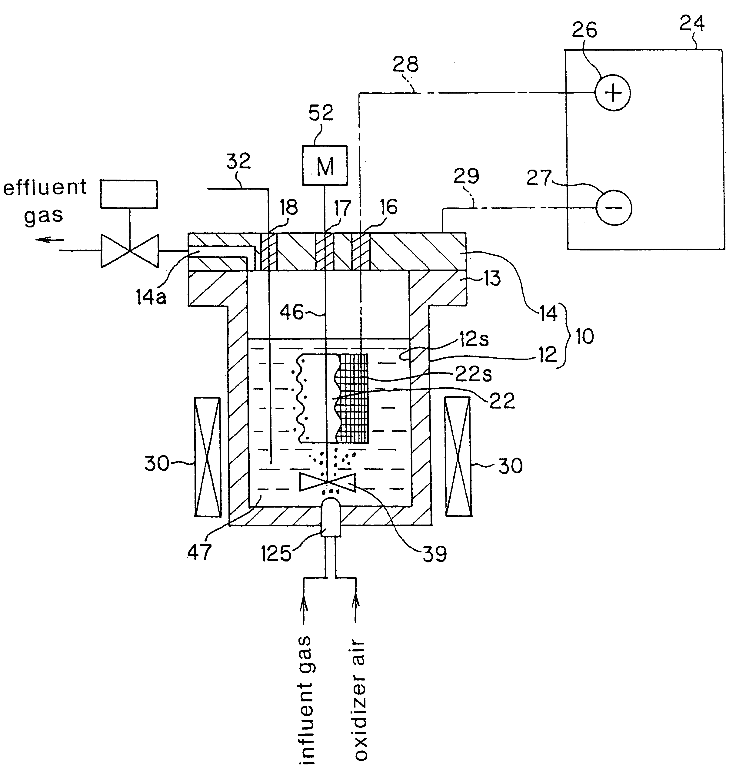Method and apparatus for treatment of gas by hydrothermal electrolysis