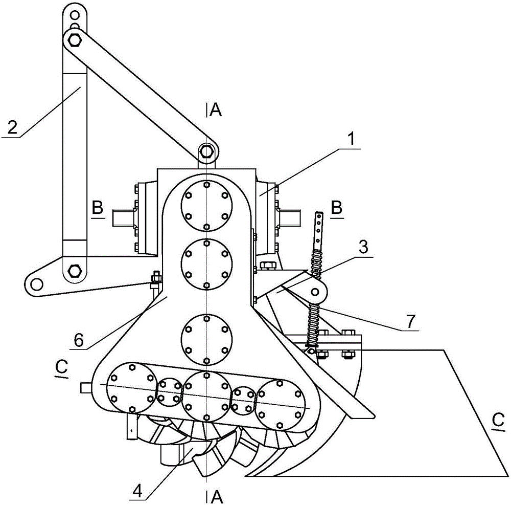 Multiaxial shallow tillage ditching machine for transplanting rape