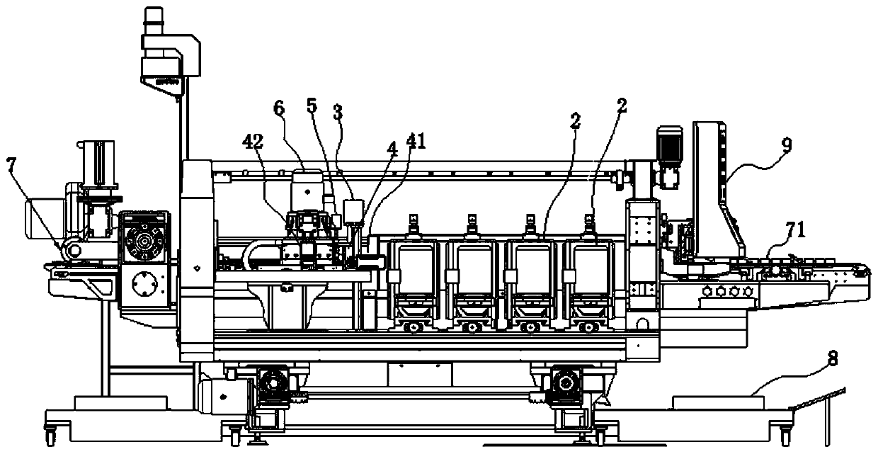 Glass edge grinding machine with chamfering and edge grinding functions and glass chamfering method