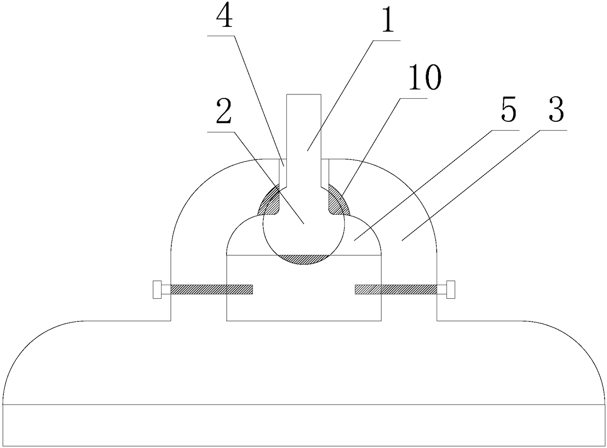 Insulator iron cap facilitating mounting of angular ball