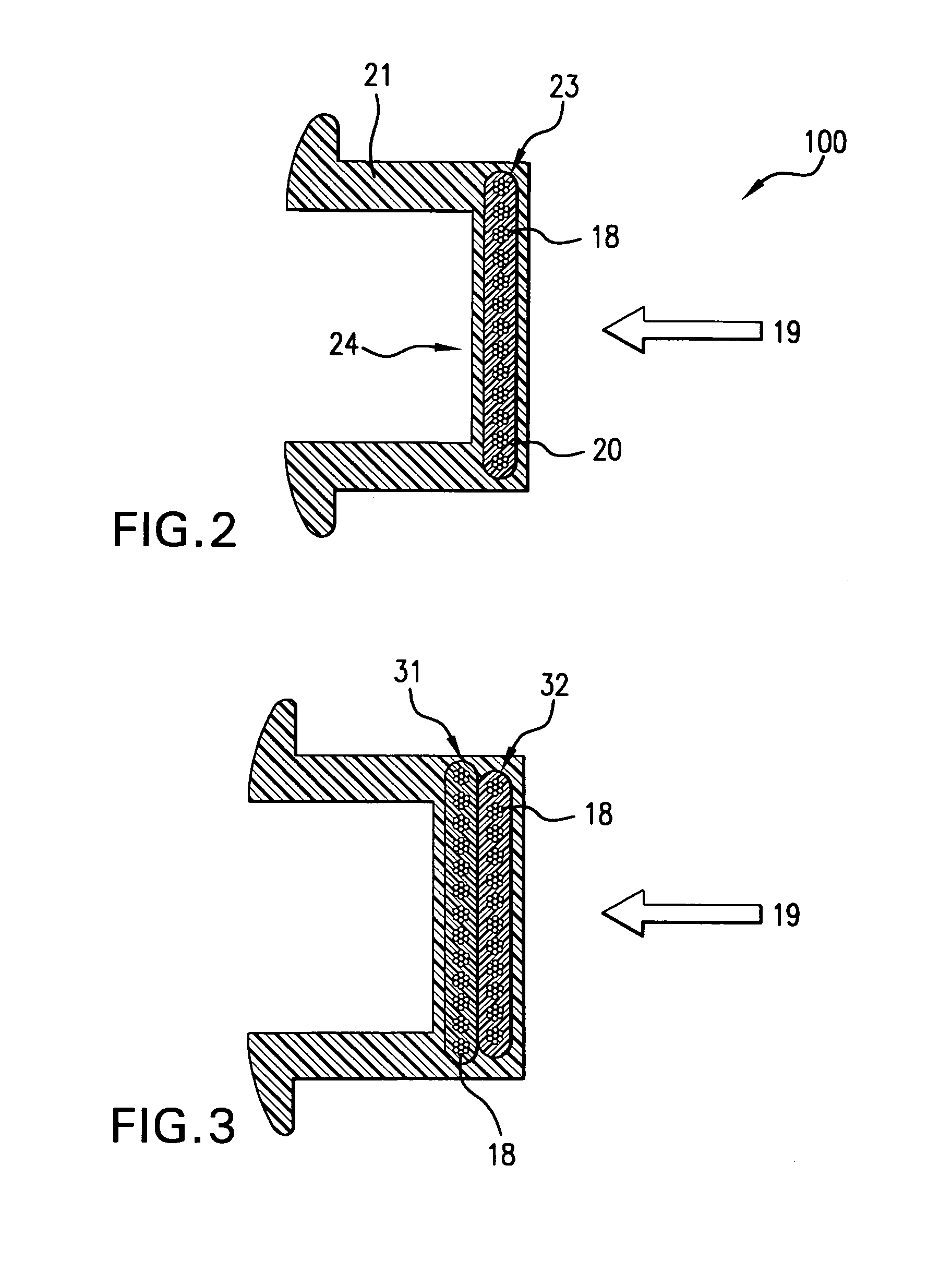 Reinforced impact beam with layered matrix