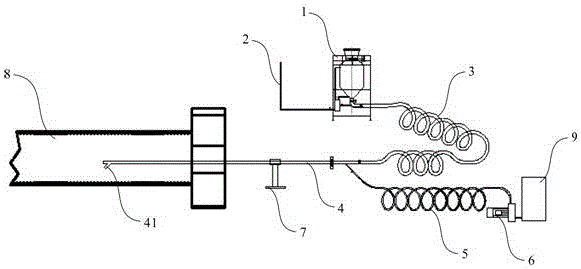Semidry method hot gunning repair device and method of rotary kiln lining refractory material