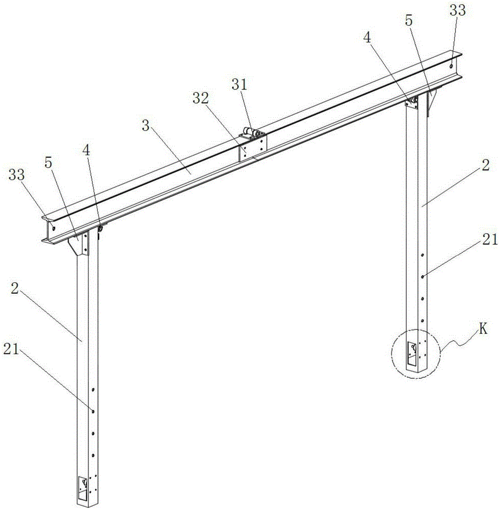 Foldable gantry crane capable of ascending and descending