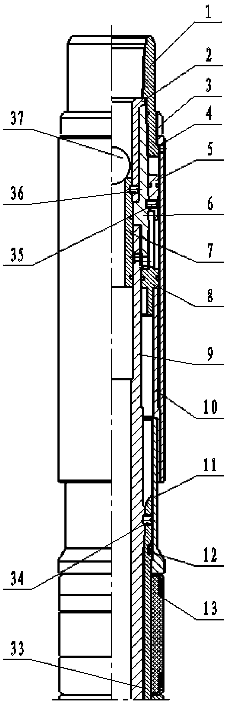 Separated layer water-flooding process tubular column capable of being drilled