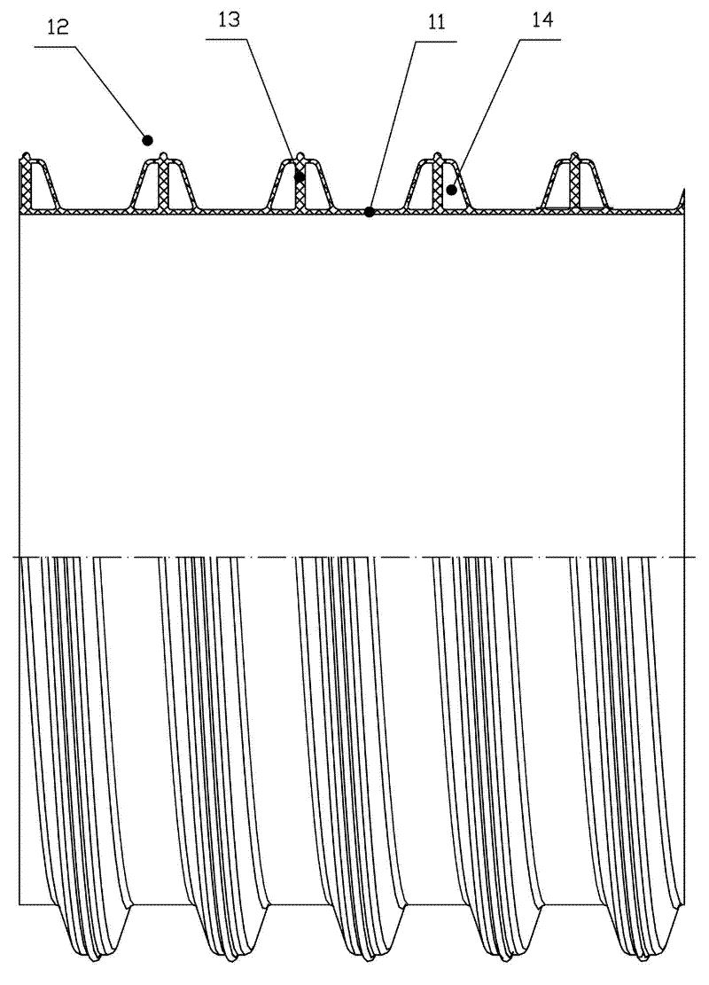 Internal rib-reinforced outer corrugated plastic wound structural wall pipe and manufacturing method thereof
