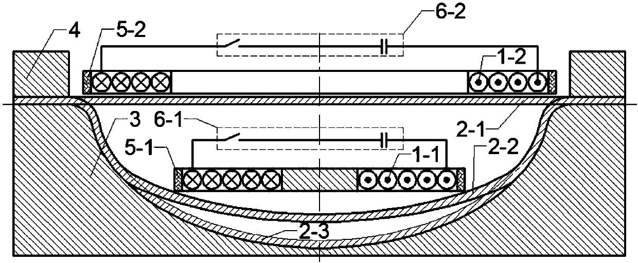 Electromagnetic forming method and device of metal plate