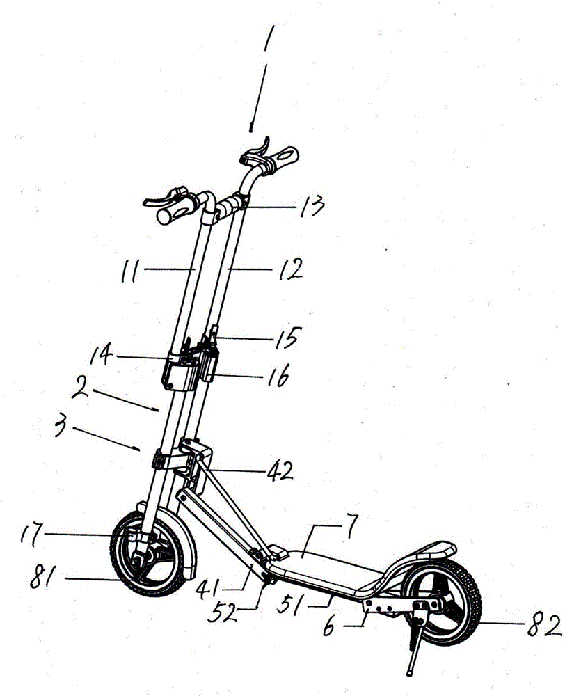 Suspension type portable scooter with folding handlebar