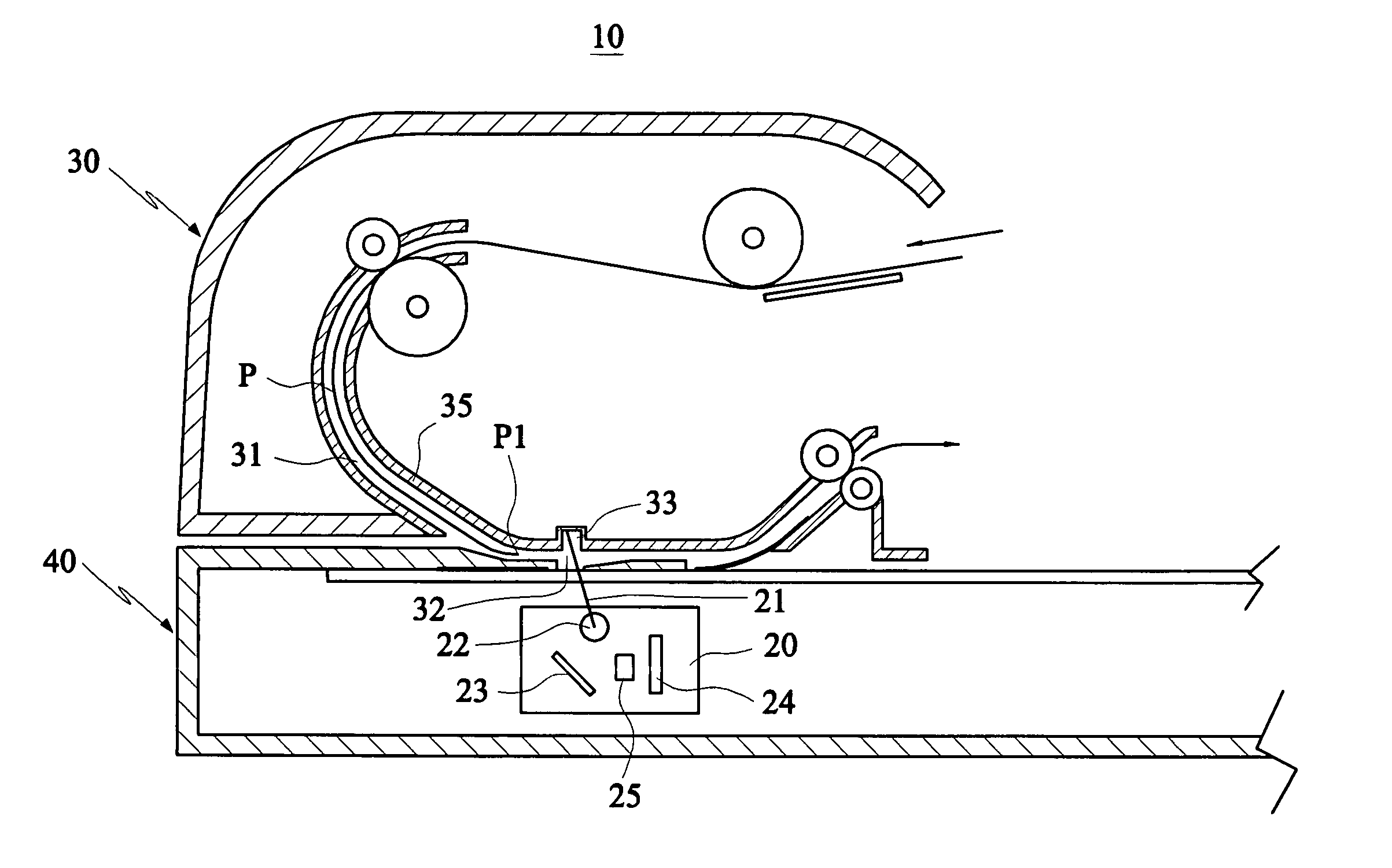 Sheet-fed scanning device capable of detecting a document edge
