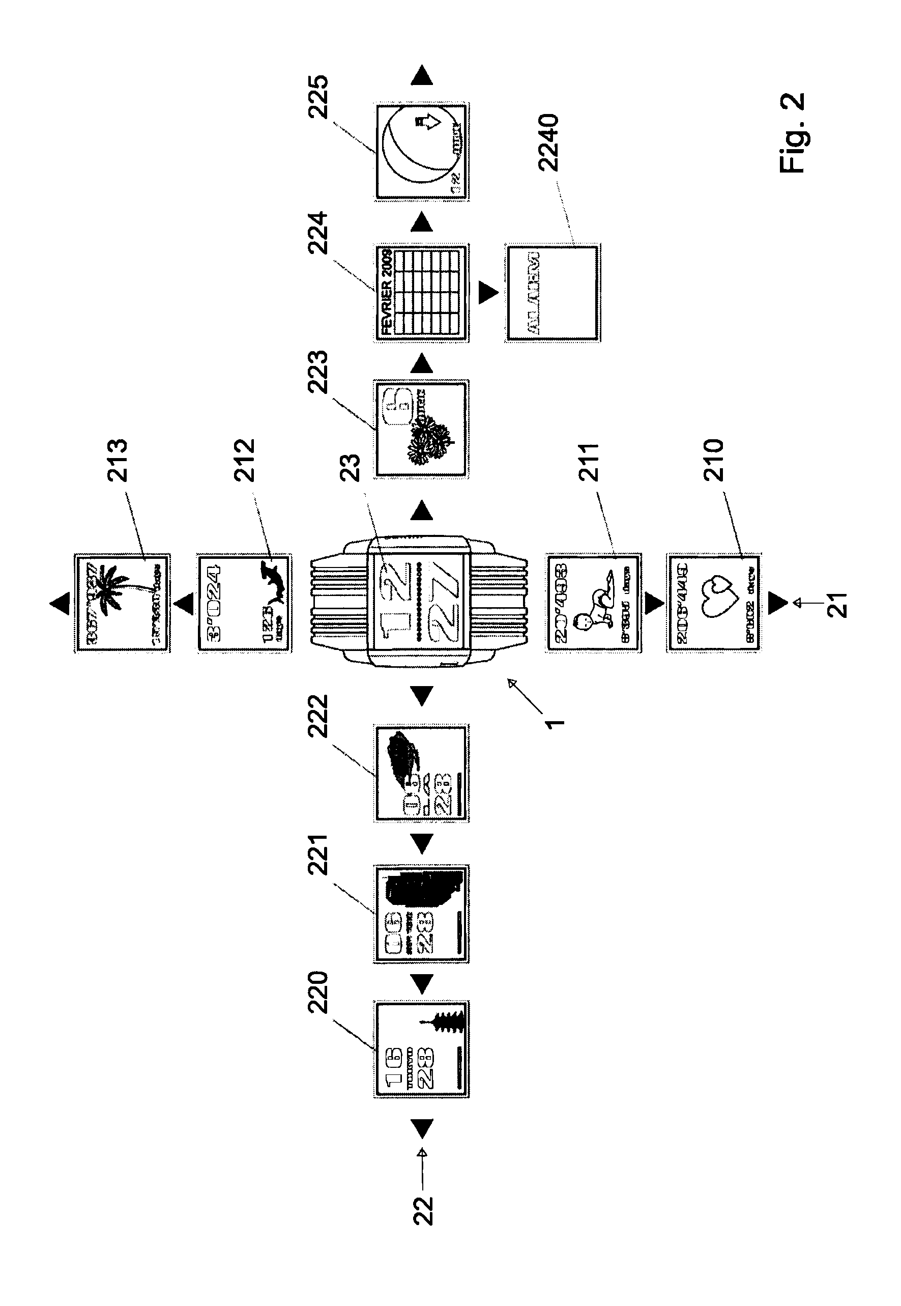 Wristwatch with a touch screen and method for displaying on a touch-screen watch