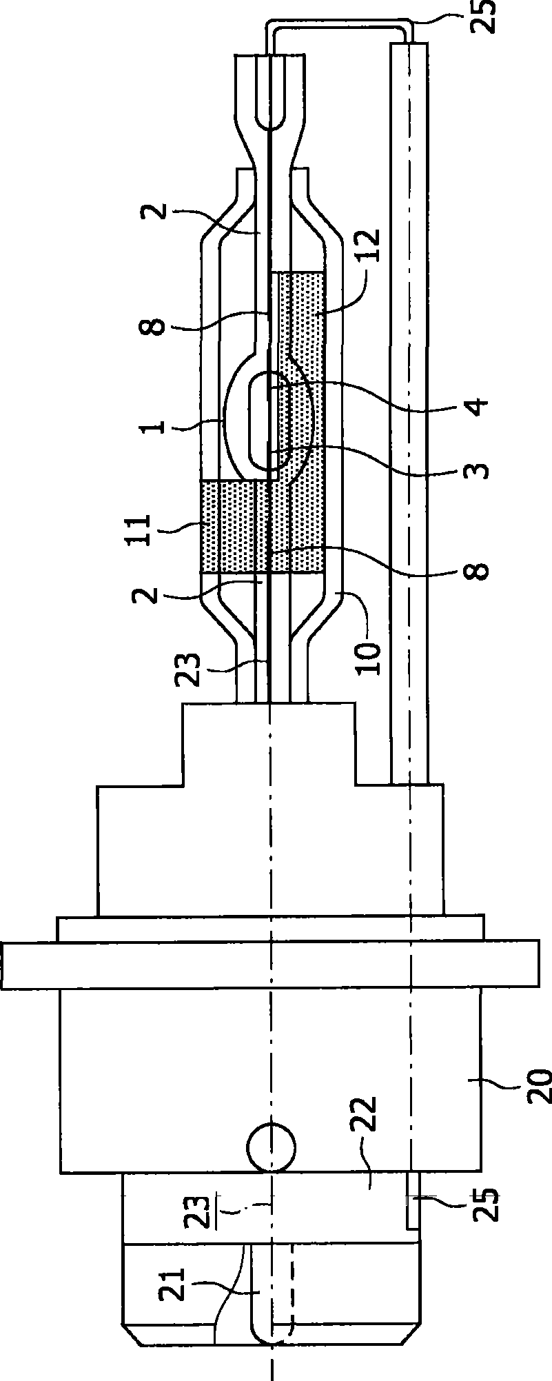 Electric lamp with light-absorbing coating, precursor suspension for such a coating and method of making such a lamp