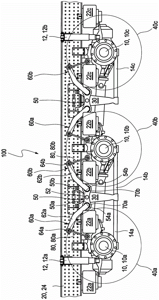 Suspension arrangements for vehicle axles and vehicles comprising suspension arrangements