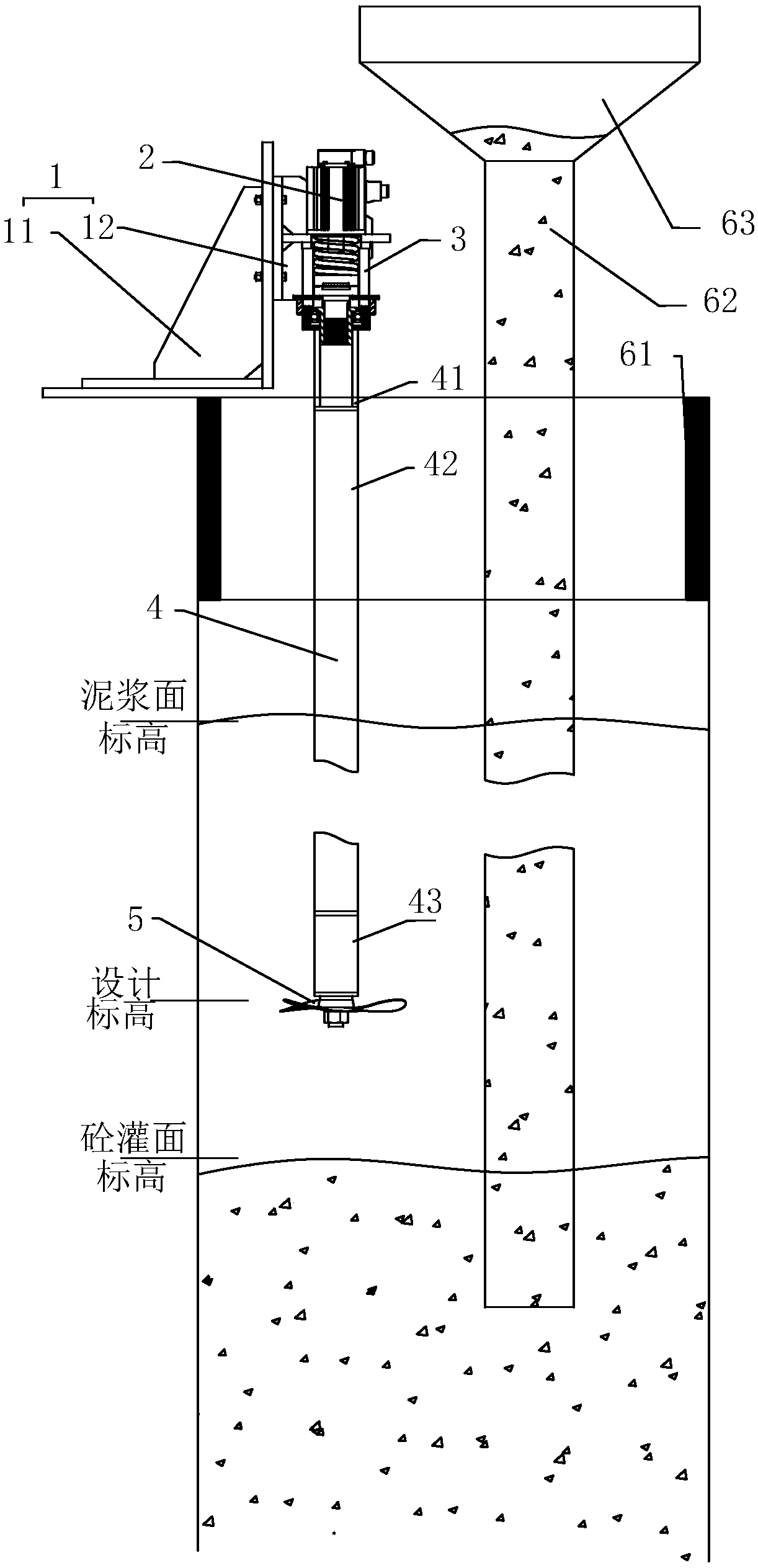 Apparatus and method for measuring the elevation of concrete filling surface of bored pile