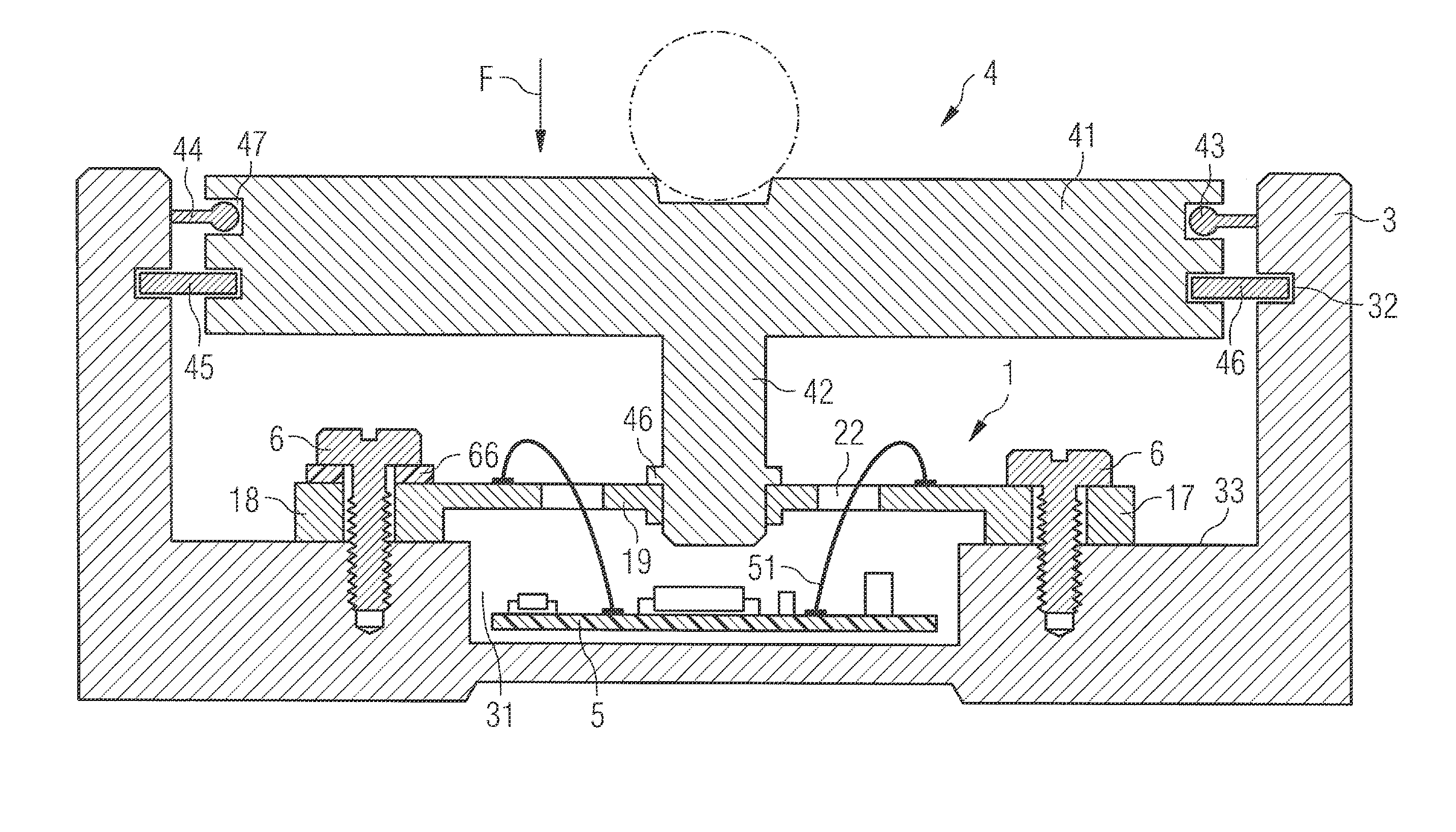 Force sensor including sensor plate with local differences in stiffness